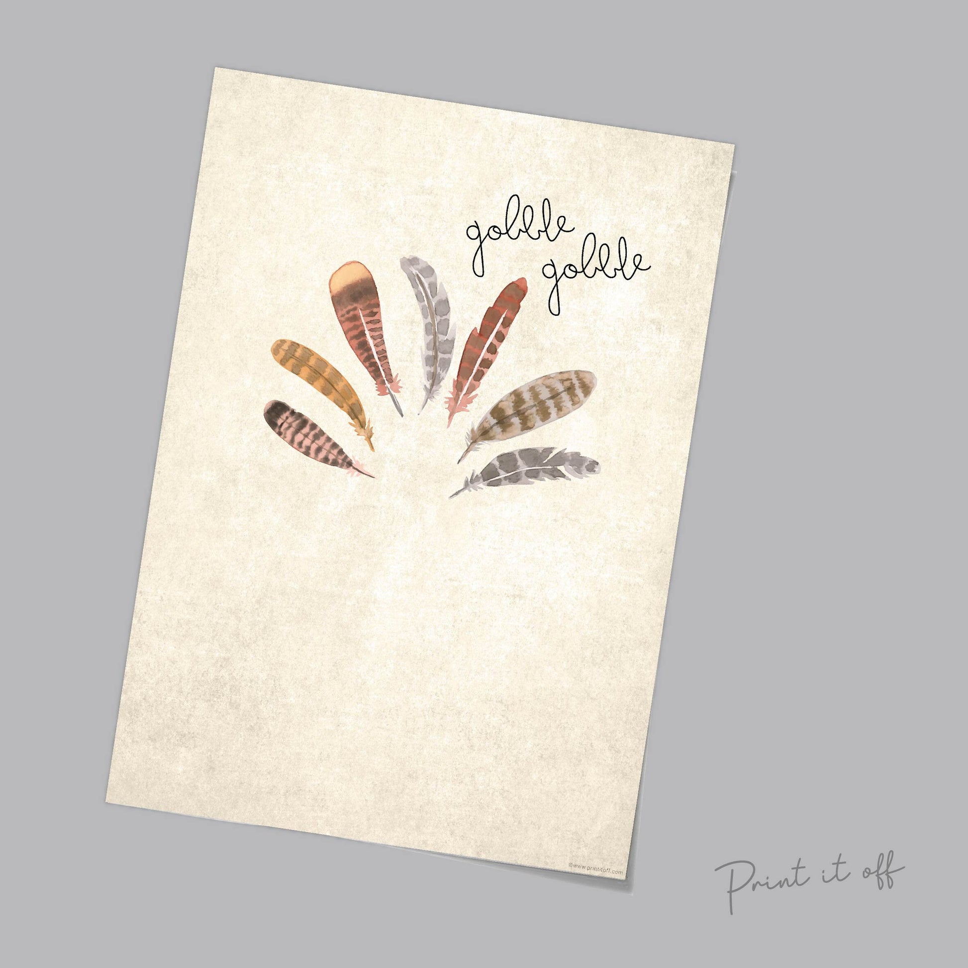 Turkey / Gobble Gobble / Footprint Handprint DIY Paint Art Craft / Thanksgiving Decor / Kids Baby Keepsake Memory / Print Download Card 0012