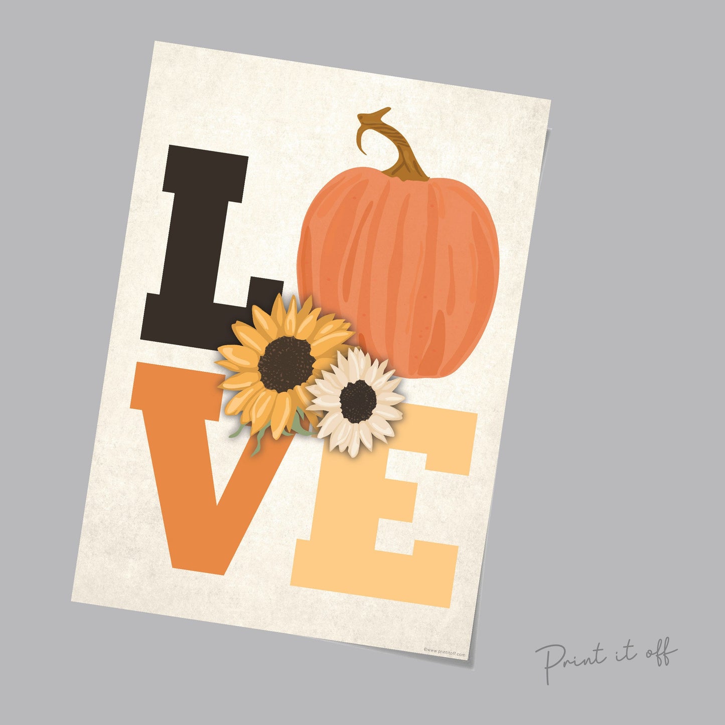 Pumpkin Flower Handprint Art / Autumn Thanksgiving LOVE / Child Kids Baby Toddler / DIY Memory Keepsake Craft Art Print Decor 0284