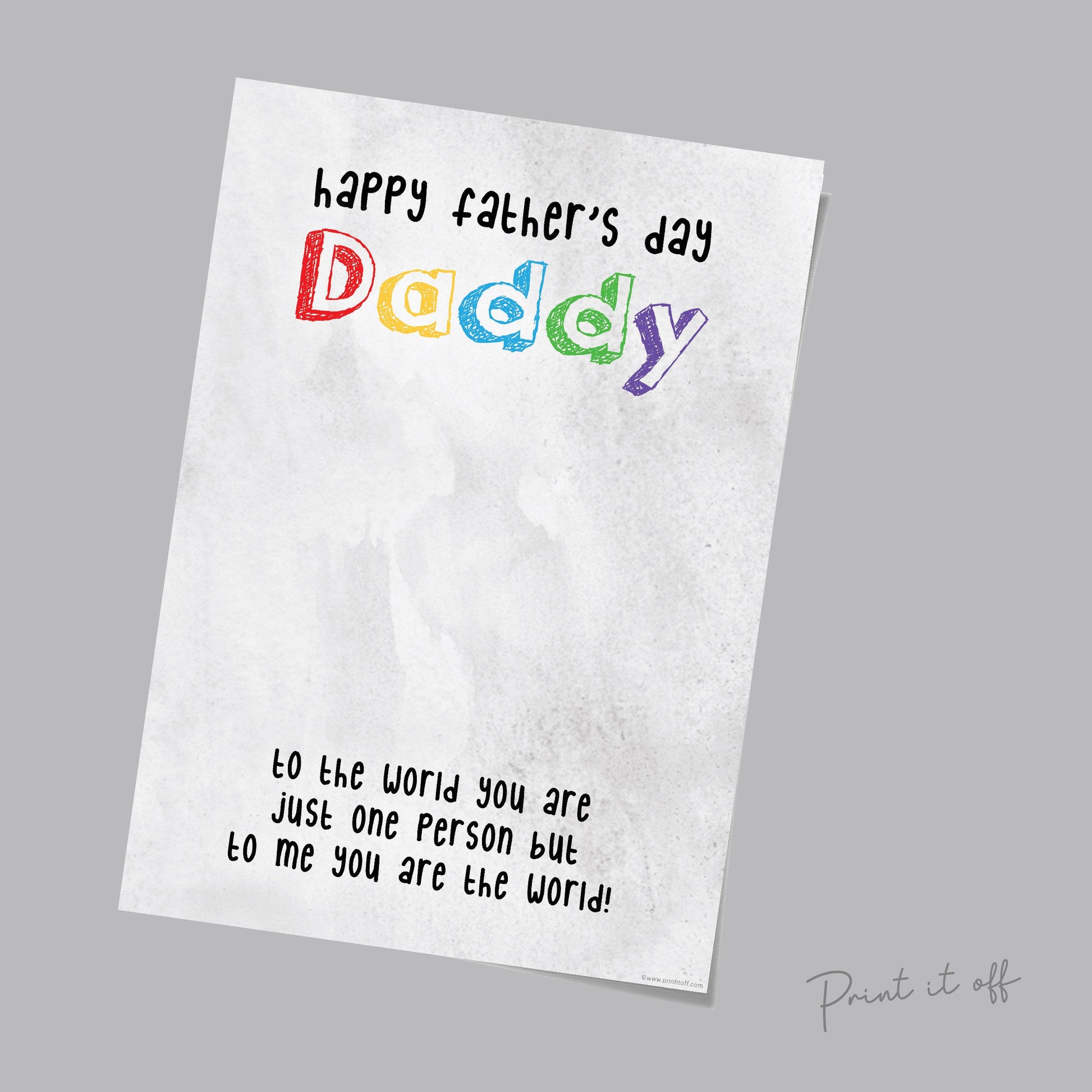Daddy You Are The World / Handprint Keepsake / Happy Father's Day Card / Baby Toddler Kids / Keepsake Memory / Art Craft DIY Card Print 0075