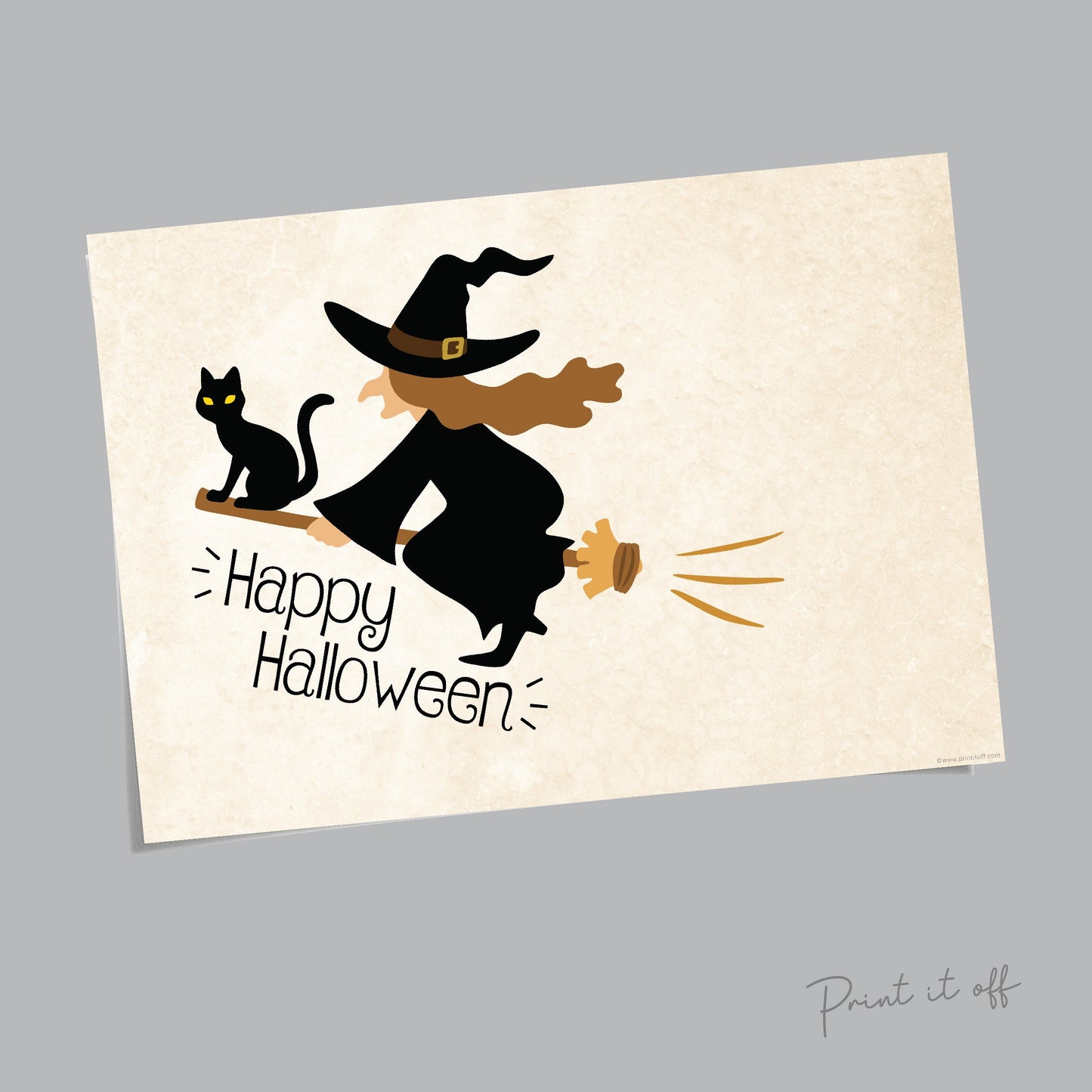 Halloween Art Craft / Handprint Art / Witch Broom Stick / Happy Halloween Sign / Kids Baby Toddler / Keepsake Memory DIY Card Print 0309