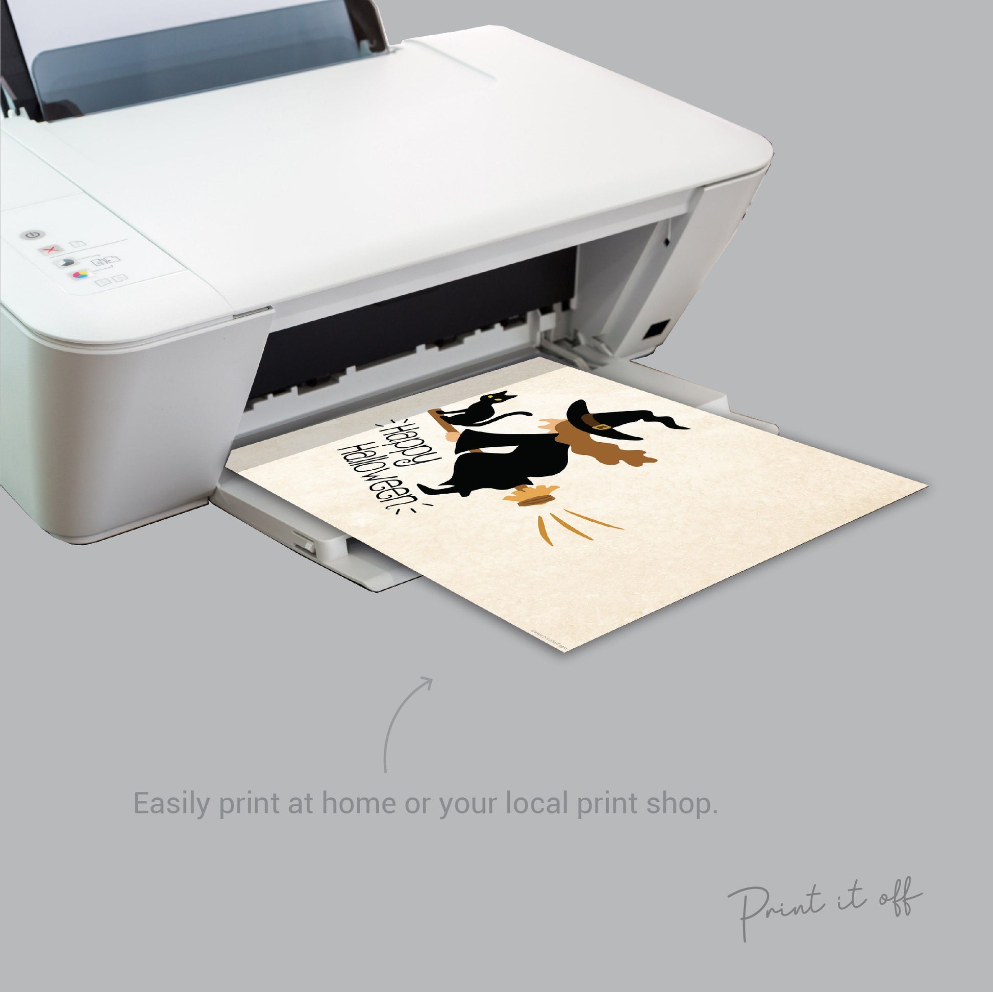 Halloween Art Craft / Handprint Art / Witch Broom Stick / Happy Halloween Sign / Kids Baby Toddler / Keepsake Memory DIY Card Print 0309