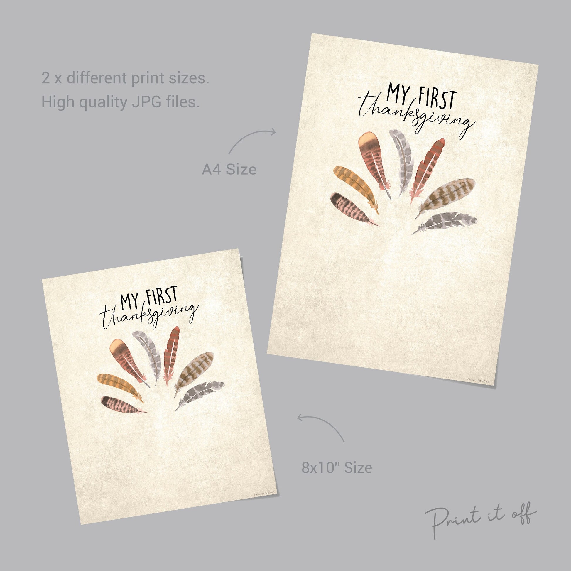 My First Thanksgiving / Happy Thanksgiving Turkey / Footprint Handprint Art Craft / Kids Baby Keepsake / Memory DIY Print Download 0122