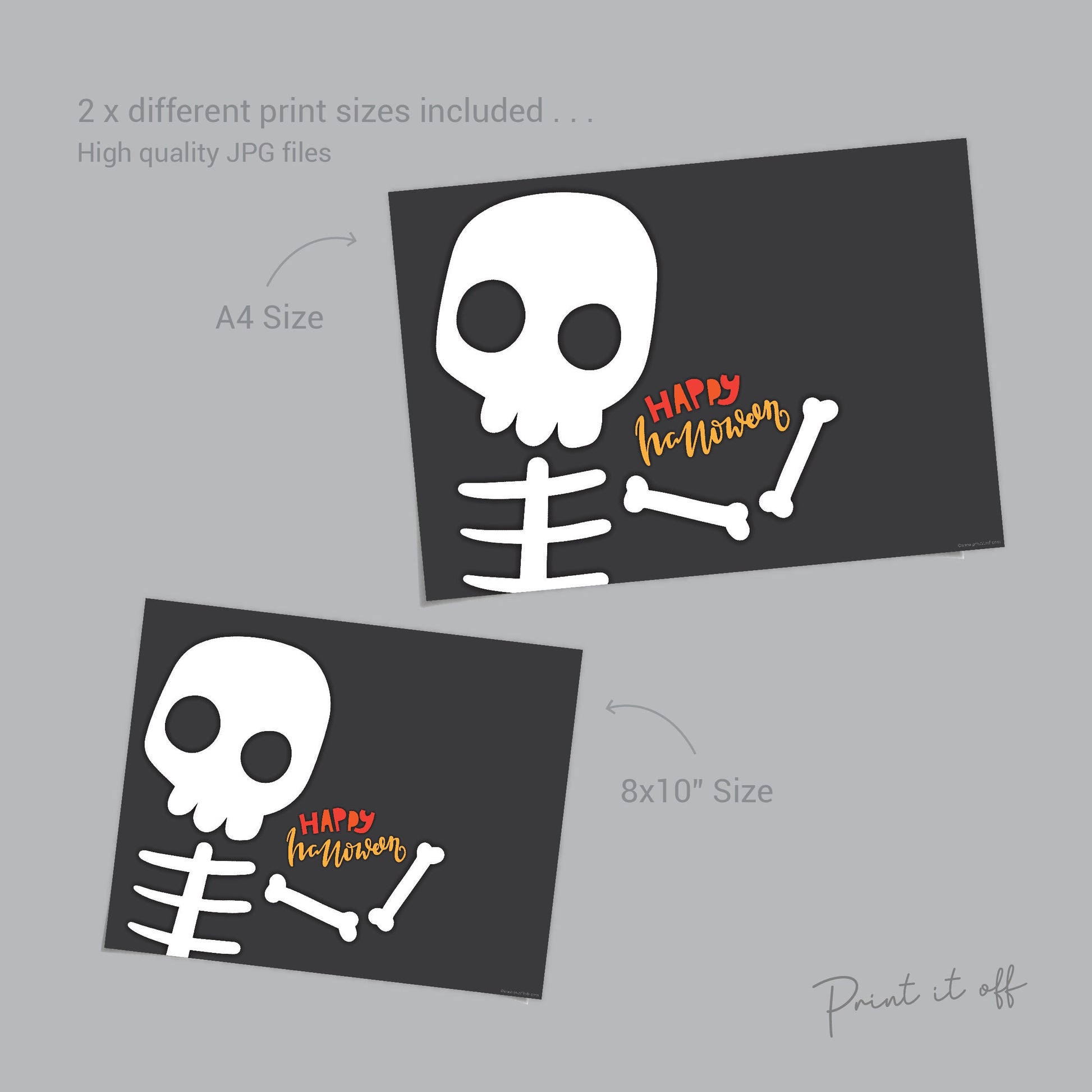 Halloween Art Craft / Footprint Handprint Art / Skeleton / Happy Halloween Sign / Kids Baby Toddler / Keepsake Memory DIY Card Print 0311