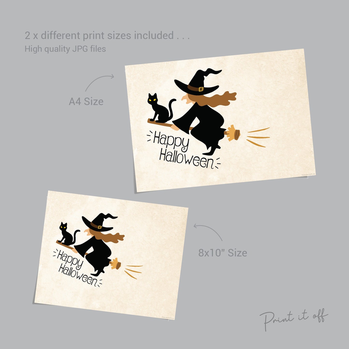 Halloween Art Craft / Handprint Art / Witch Broom Stick / Happy Halloween Sign / Kids Baby Toddler / Keepsake Memory DIY Card Print 0309