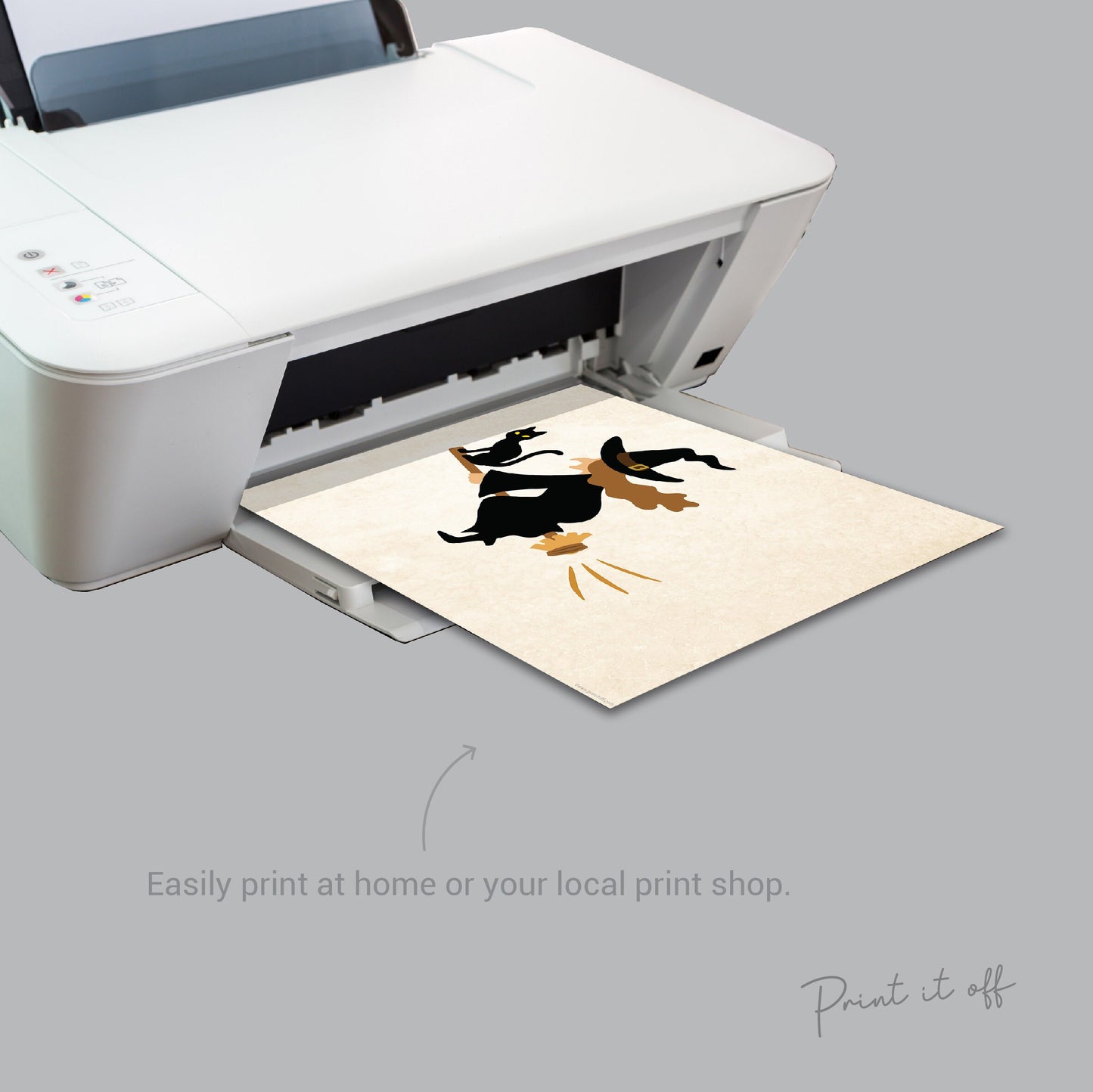 Halloween Art Craft / Handprint Art / Witch Broom Stick / Happy Halloween Sign / Kids Baby Toddler / Keepsake Memory DIY Card Print 0329