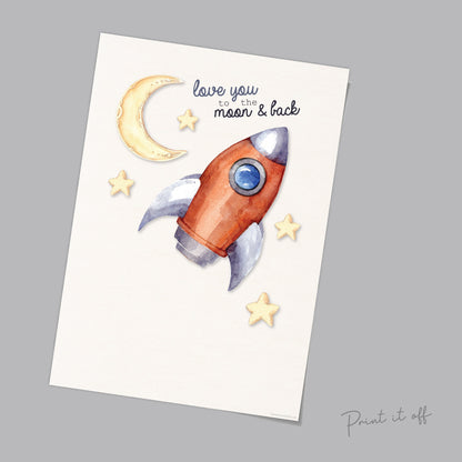 Love You to the Moon and Back / Handprint Art / Rocket Stars / Kids Baby Toddler / Nursery Decor Sign / DIY Memory Keepsake Craft Print 0313