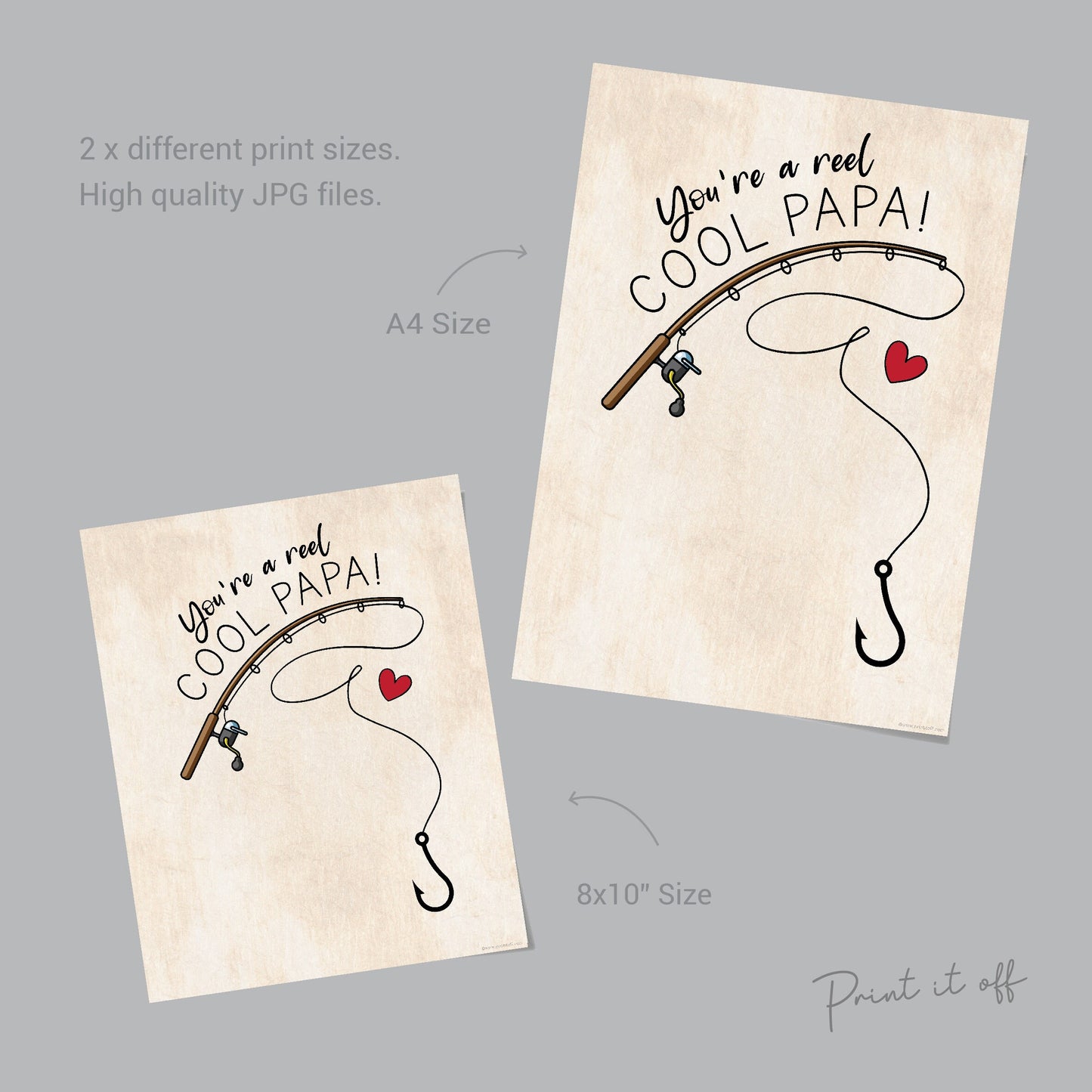 You're a Reel Cool Papa / Fish Hand Handprint Art / Father's Day Birthday / Grandchild Gift / Kids Baby Toddler / Craft DIY Card 0266