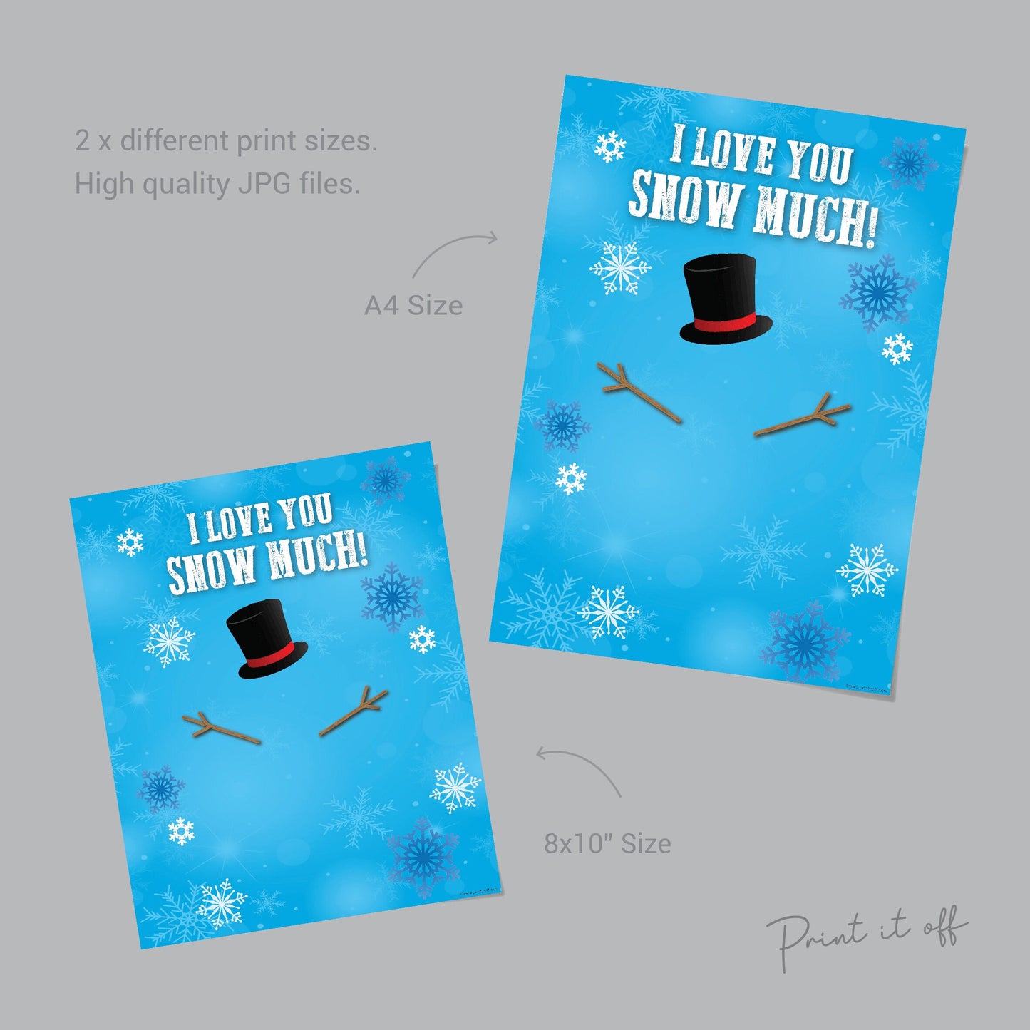 I Love You Snow Much / SnowMan Footprint Handprint / Christmas Winter Xmas Art Craft activity / Baby Toddler / Gift Card Print it off 0107