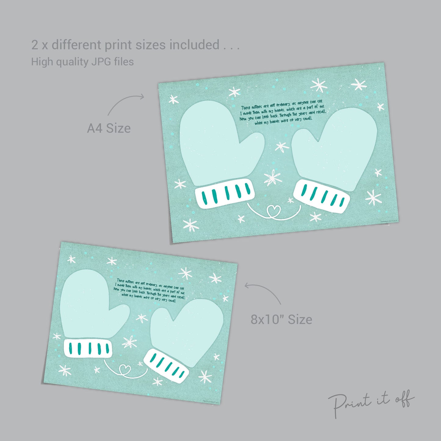 Mitten Poem Handprints / Baby Toddler Kids Art Craft / Christmas Xmas Winter Mittens / Print Card Gift Keepsake Memory 0338