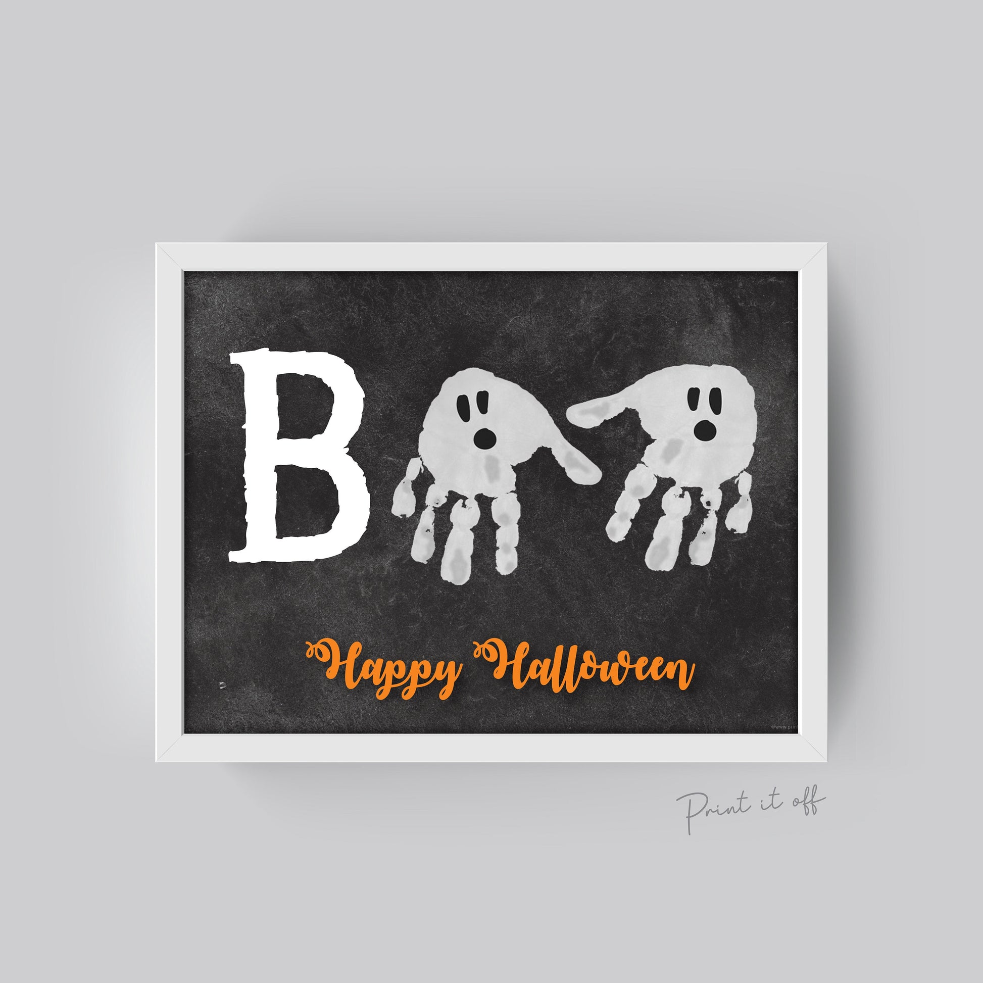 Halloween Keepsake / Handprint Art / Boo Happy Halloween / Baby Toddler Kid / Footprint Art Craft / Card Print Printable 0056