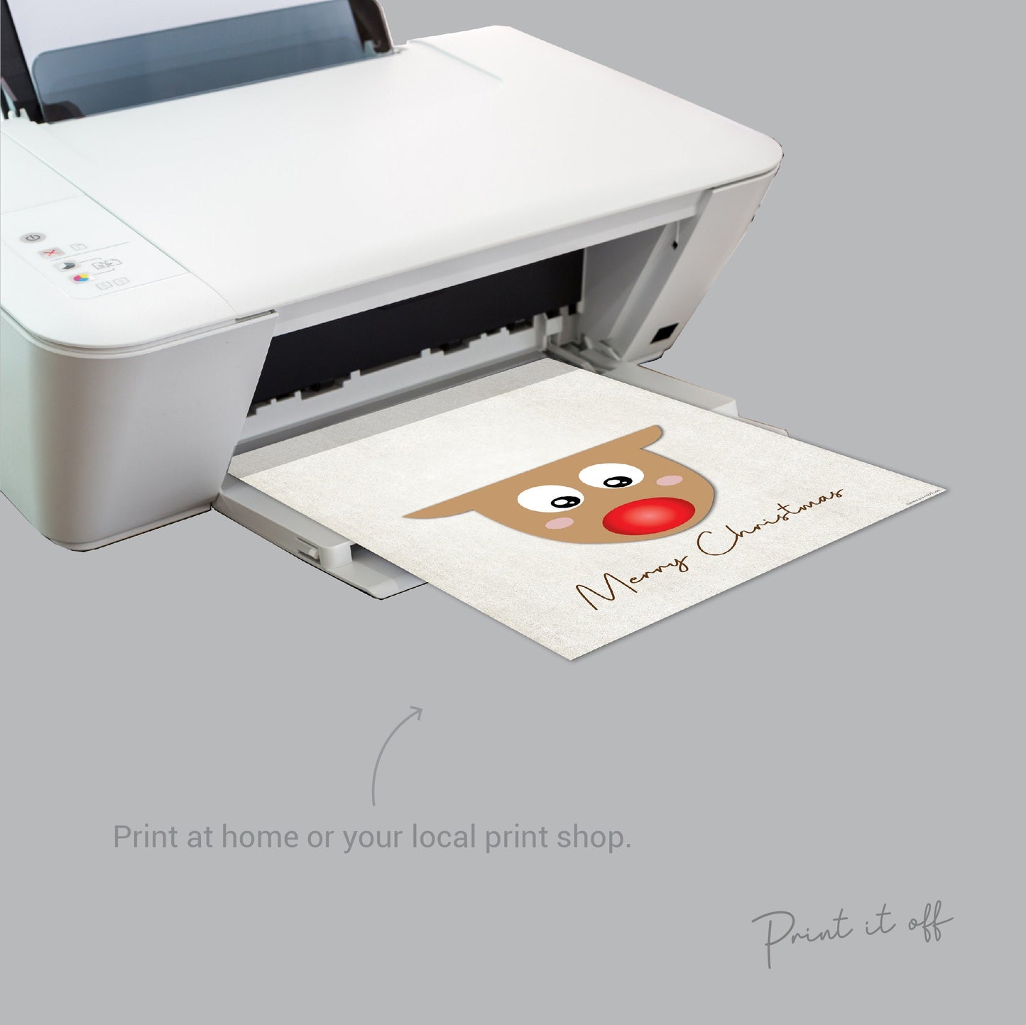 Merry Christmas Reindeer / Christmas Xmas Handprint Art Craft / Baby Kids Toddler Hands  / Xmas Craft Keepsake Memory Print Card 0095