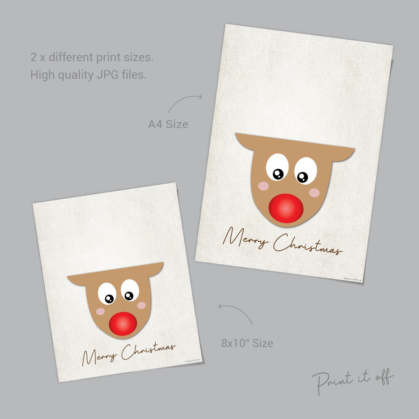 Merry Christmas Reindeer / Christmas Xmas Handprint Art Craft / Baby Kids Toddler Hands  / Xmas Craft Keepsake Memory Print Card 0095