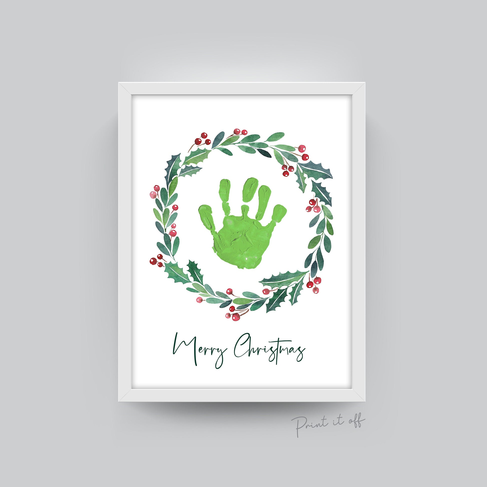 Merry Christmas Wreath / Handprints Footprints / Christmas Xmas Art / Printable / Baby Toddler Feet Hands / Xmas Craft Keepsake 0133