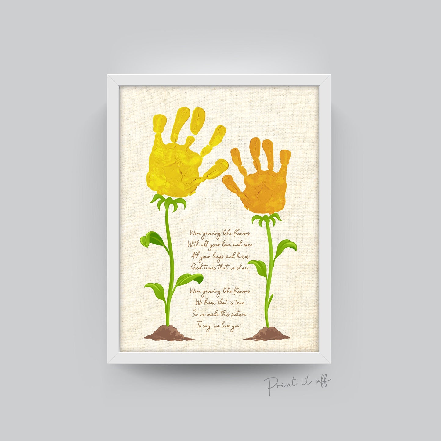 We're Growing Like a Flower / Hands Handprint Art / Kids Baby Toddler / Mother's Day Mom Mum / Keepsake Craft Gift DIY Card Print 0365