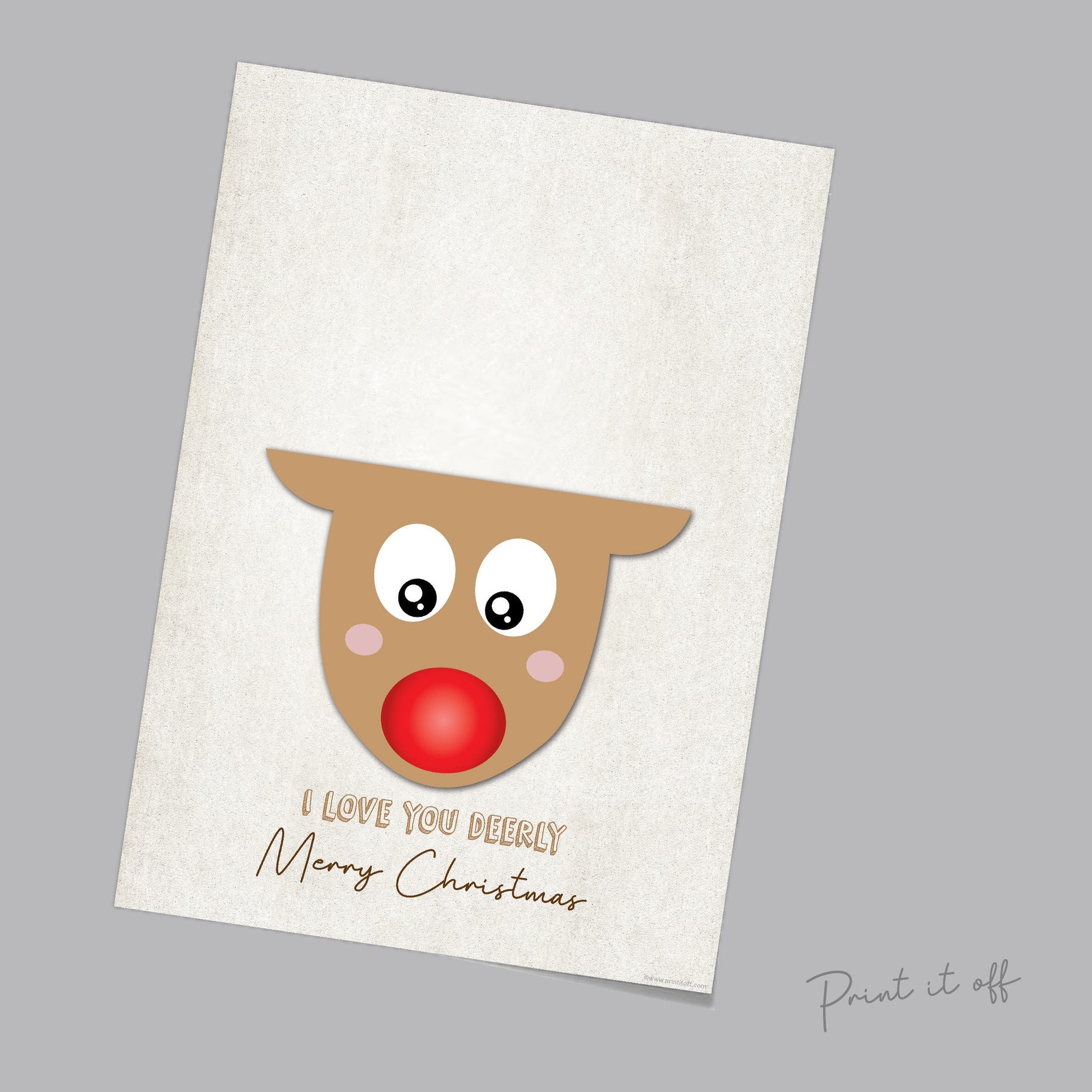 Love you Deerly / Merry Christmas Reindeer / Christmas Xmas Handprint Art / Baby Toddler Hands / Craft Keepsake Print Card 0103