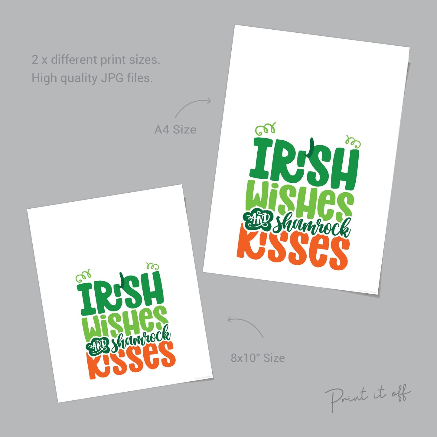 Irish Wishes Shamrock Kisses / Handprint Footprint Art / St Patrick's Day Clover / DIY Craft Activity Card / Baby Toddler / Print 0181