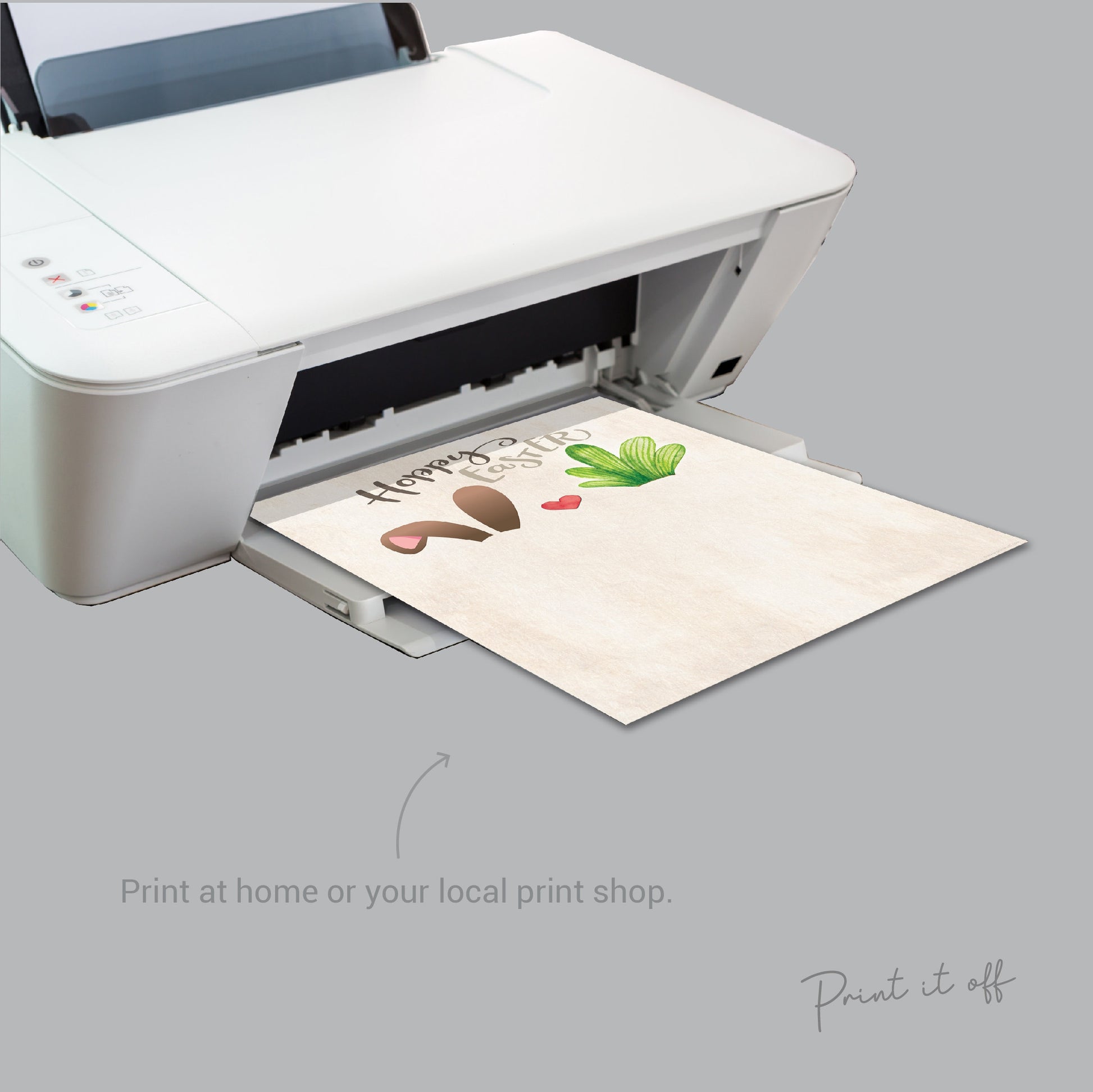 Hoppy Happy Easter/ Bunny Carrot / Footprint Handprint Art Craft / Foot Feet / Kids Baby Toddler / Activity Gift Card / PRINT IT OFF 0431