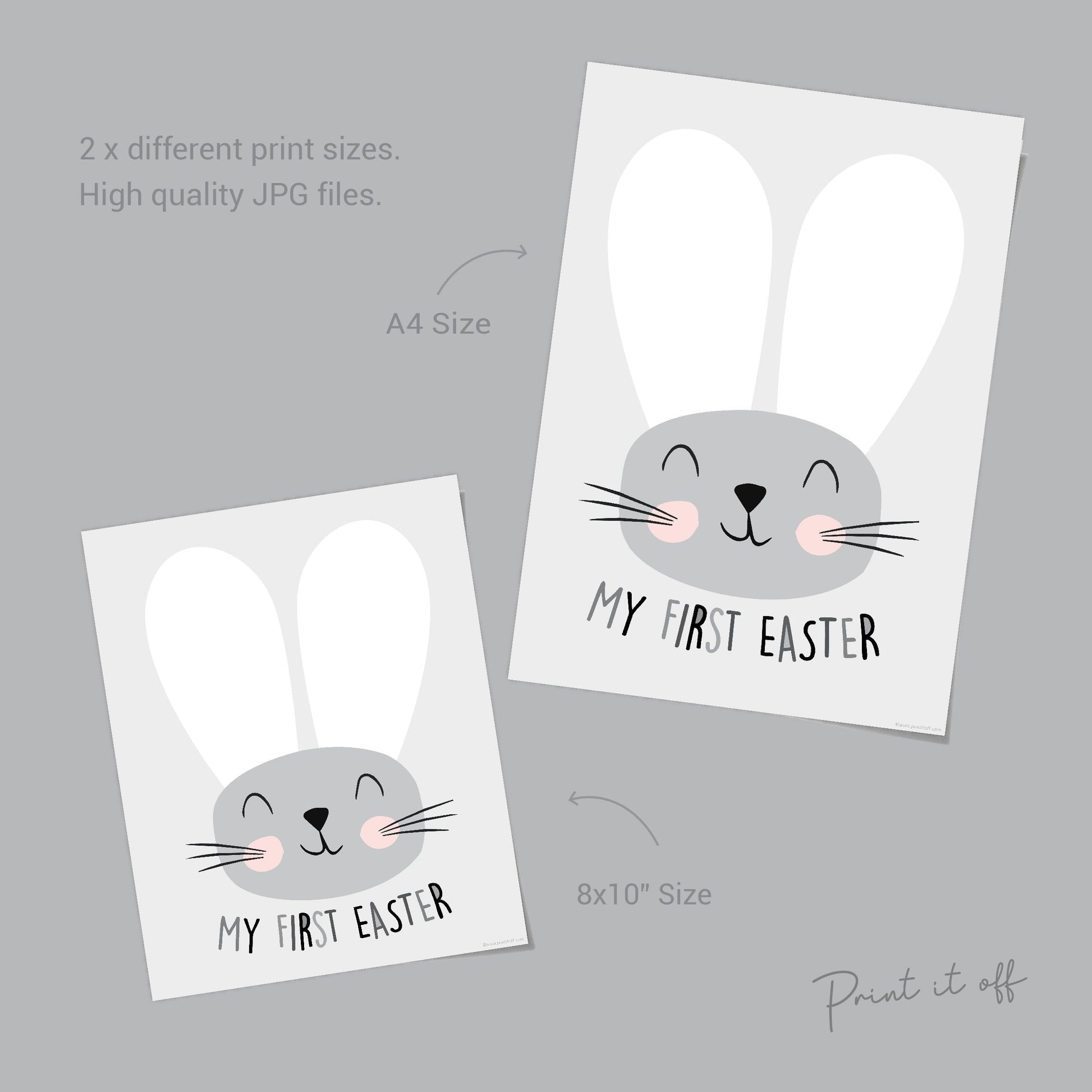 My First 1st Easter / Footprint Handprint Art / Cute Bunny Happy Easter / Baby Toddler / Keepsake Memory Craft DIY Card / Print It Off 0159
