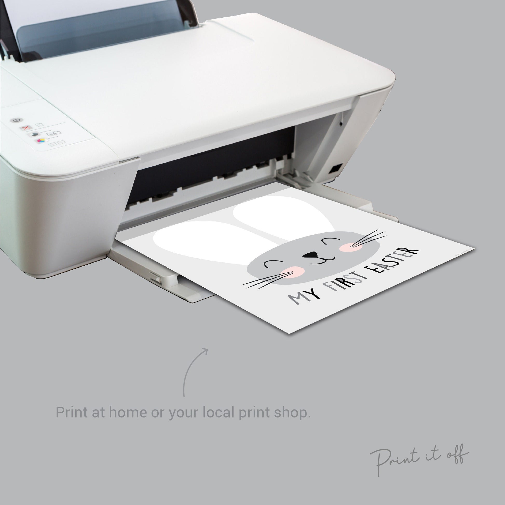 My First 1st Easter / Footprint Handprint Art / Cute Bunny Happy Easter / Baby Toddler / Keepsake Memory Craft DIY Card / Print It Off 0159