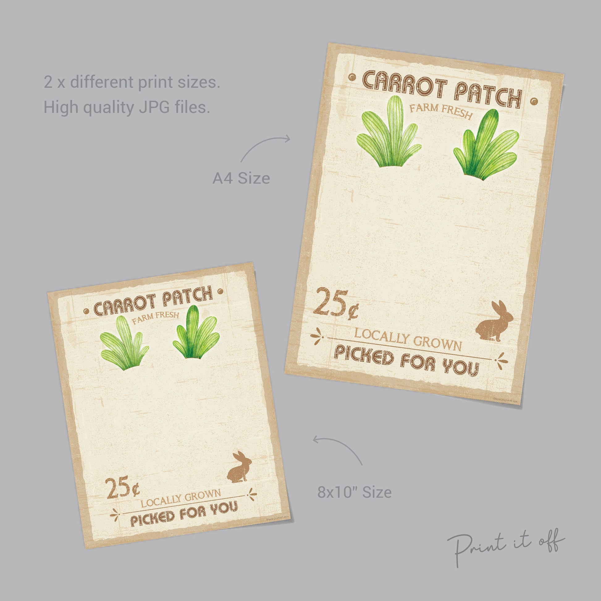 Farm Sign Carrot Patch Easter / Footprint Feet Art Craft / Kids Baby Toddler / Activity Keepsake Gift Card Decor Sign / PRINT IT OFF 0417