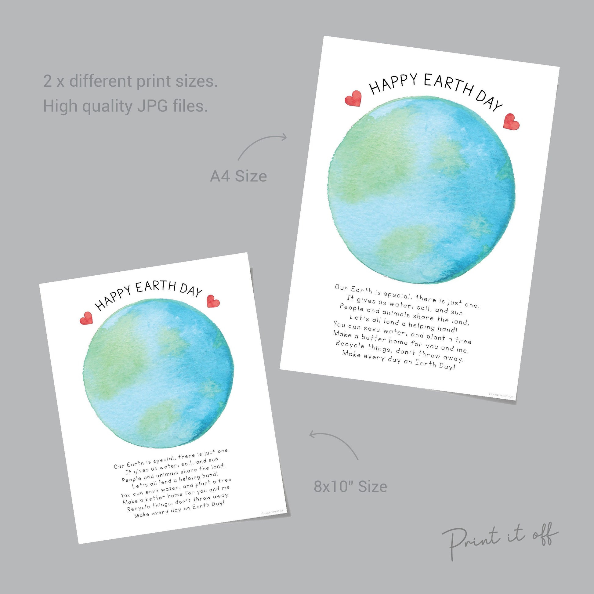 Earth Day Handprint Craft Hand Art / Planet World Poem / Kids Baby Toddler Child / Activity Keepsake Greeting Gift Card / PRINT IT OFF 0457