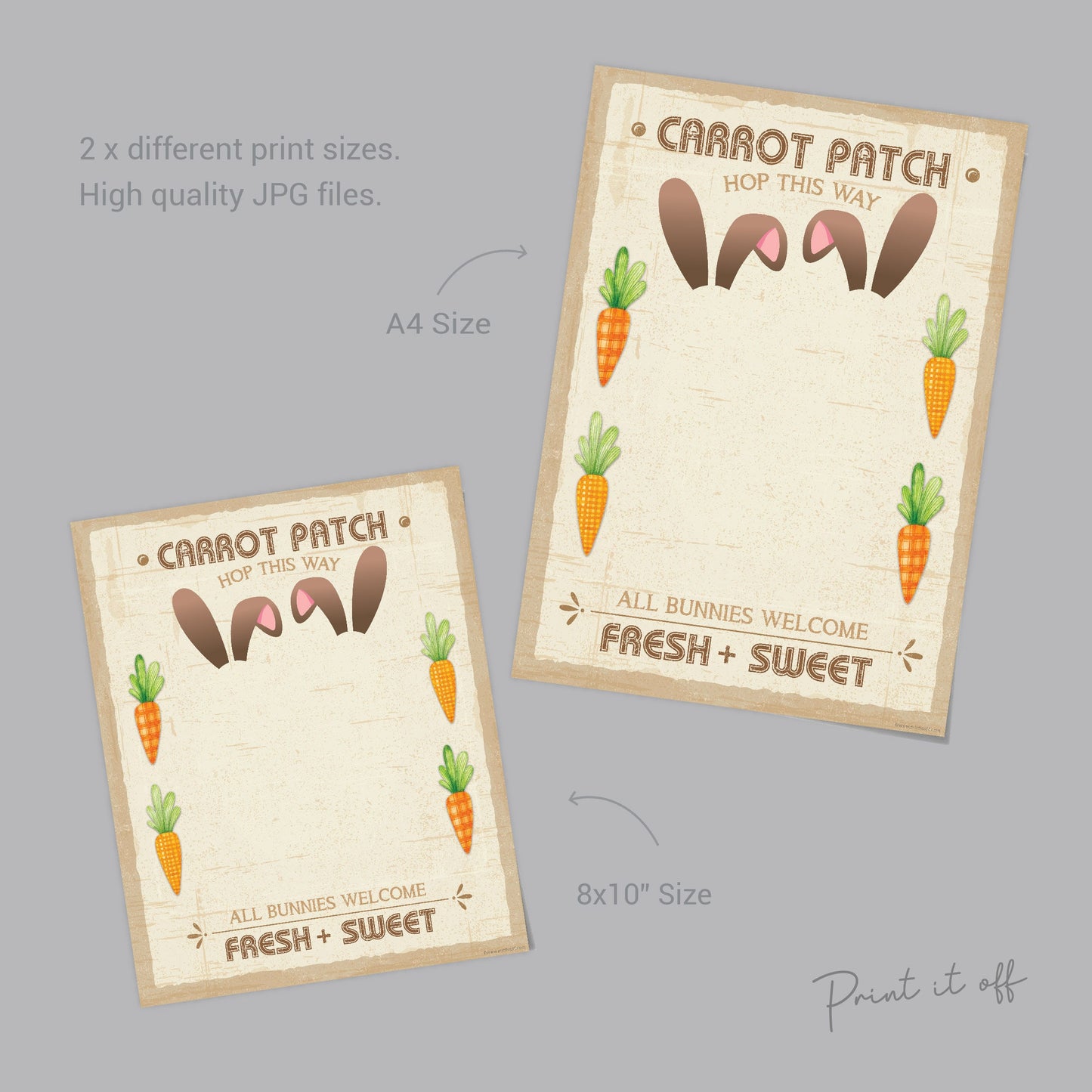 Farm Sign Bunny Easter Carrot Patch / Footprint Feet Art Craft / Kids Baby Toddler / Activity Gift Card Decor Sign / PRINT IT OFF 0458