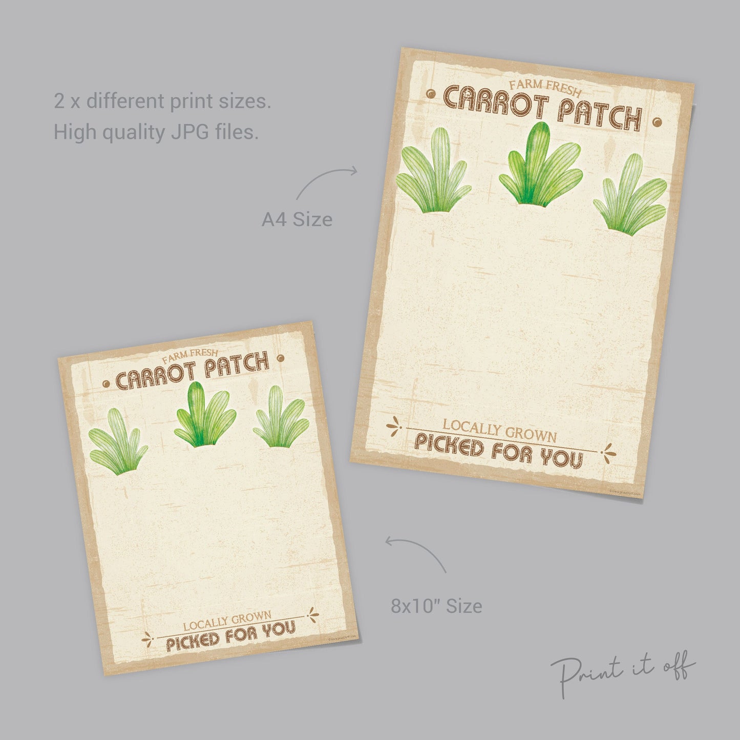 Farm Sign Carrot Patch Easter / Footprint Feet Art Craft / Kids Baby Toddler / Activity Keepsake Gift Card Decor Sign / PRINT IT OFF 0465