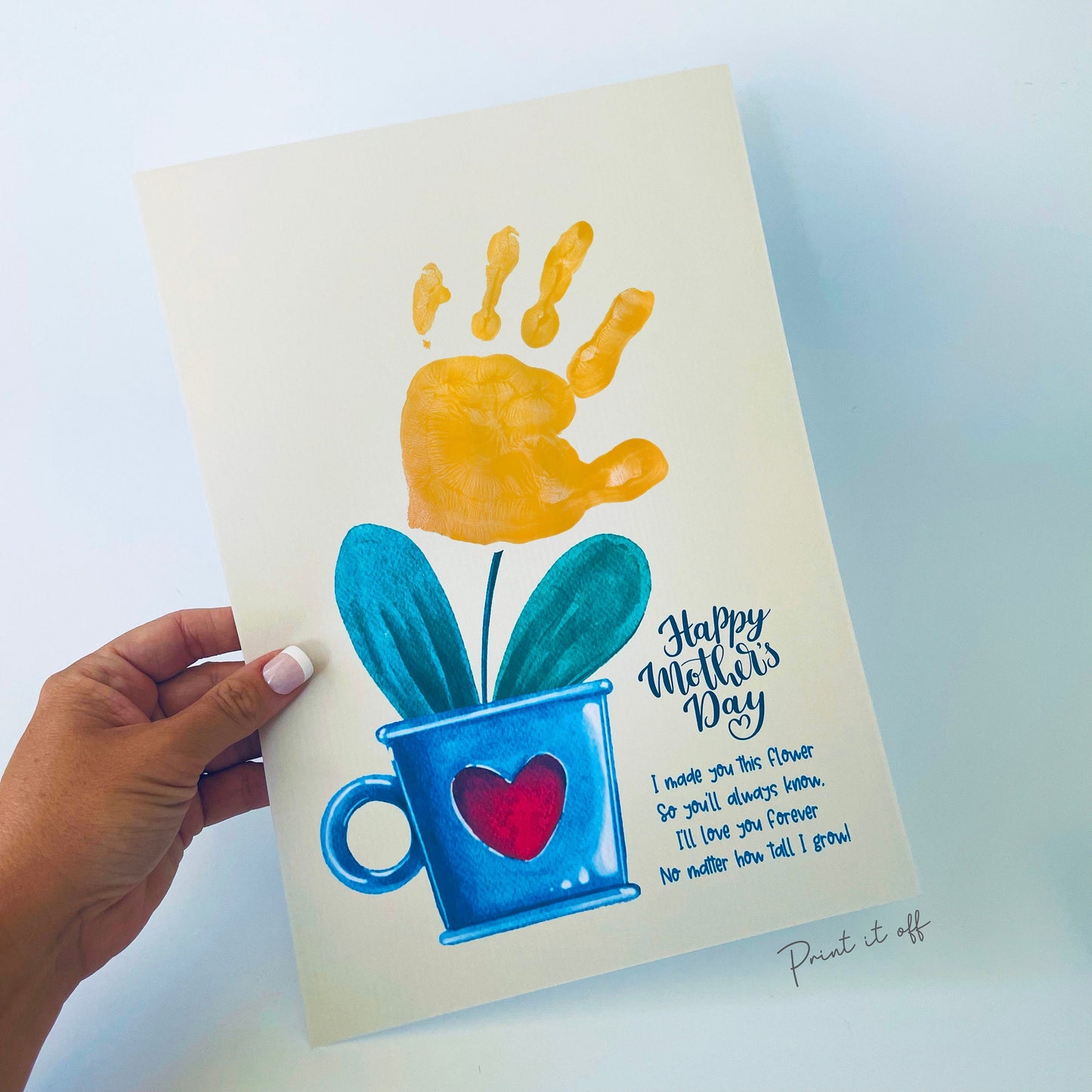 Mother's Day Flower / Handprint Hand Art Craft Mom Mum / Kids Baby Toddler / Activity Keepsake Greeting Gift Card / PRINT IT OFF