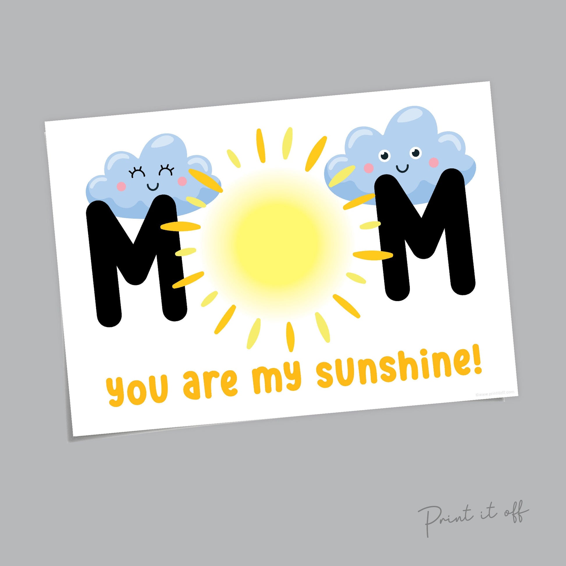 You Are My Sunshine Handprint Craft Art / Sun Mom Mum / Kids Baby Toddler Child / Activity Gift Diy Card Print  Memory / PRINT IT OFF 0471