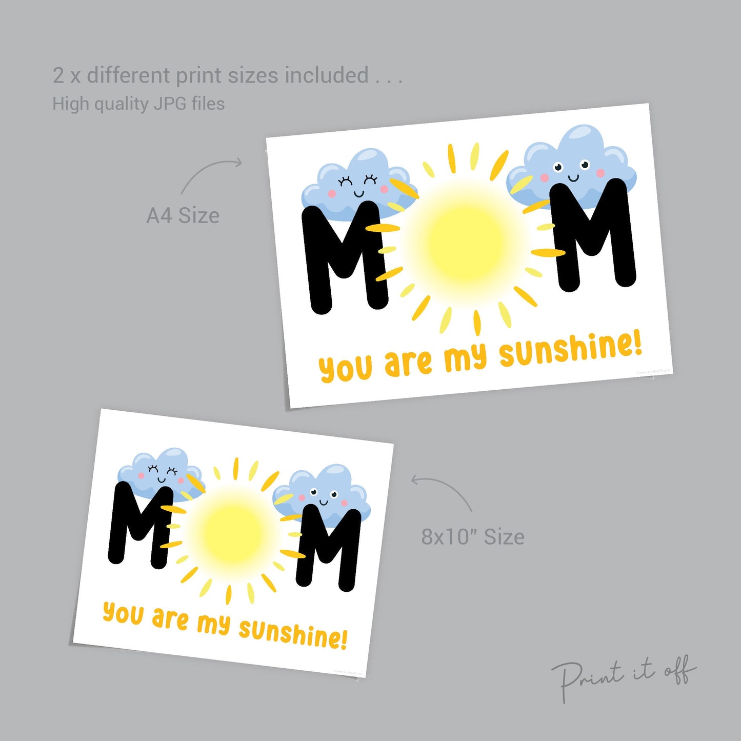 You Are My Sunshine Handprint Craft Art / Sun Mom Mum / Kids Baby Toddler Child / Activity Gift Diy Card Print  Memory / PRINT IT OFF 0471