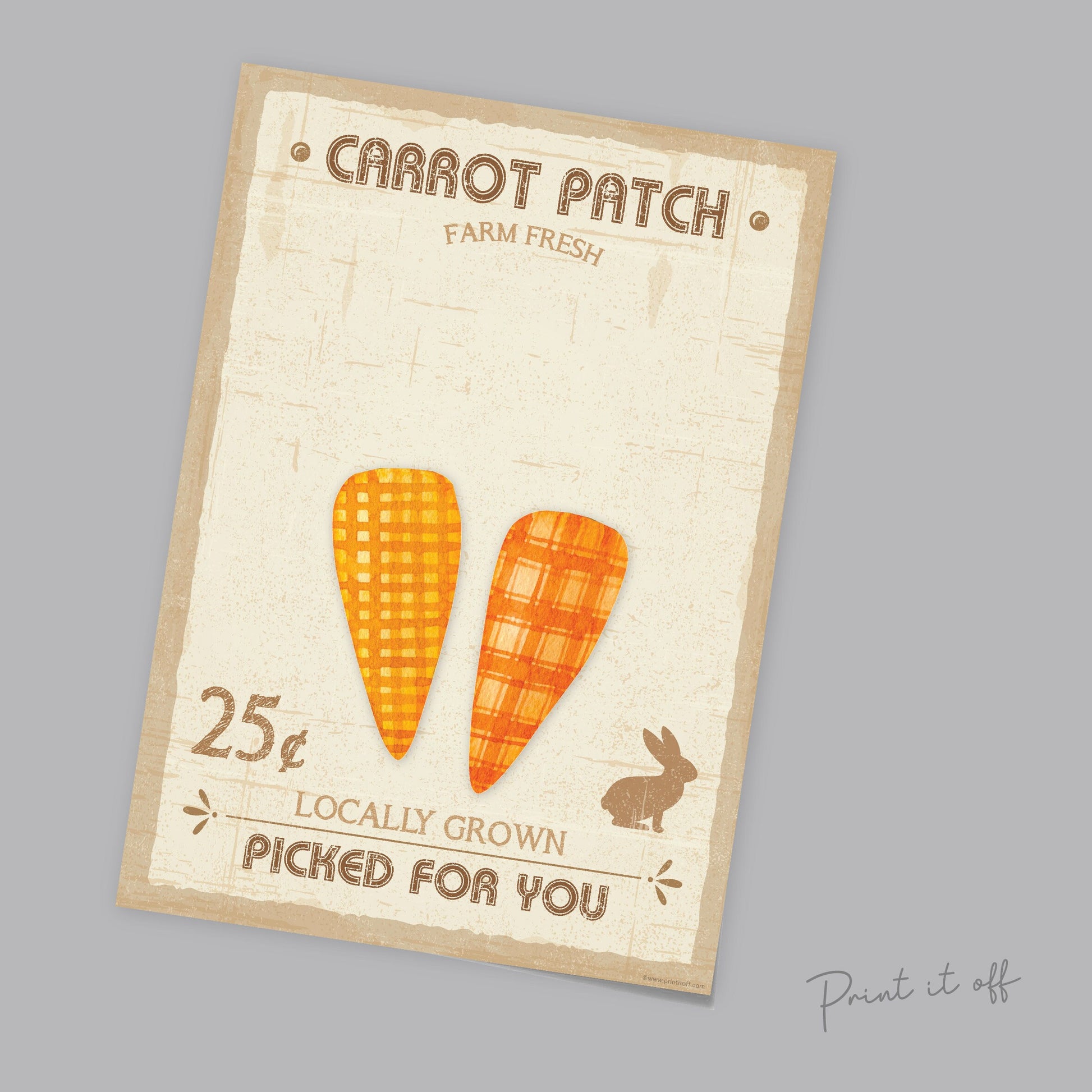 Farm Sign Carrot Patch Easter / Handprint hands Art Craft / Kids Baby Toddler / Activity Keepsake Gift Card Decor Sign / PRINT IT OFF 0464