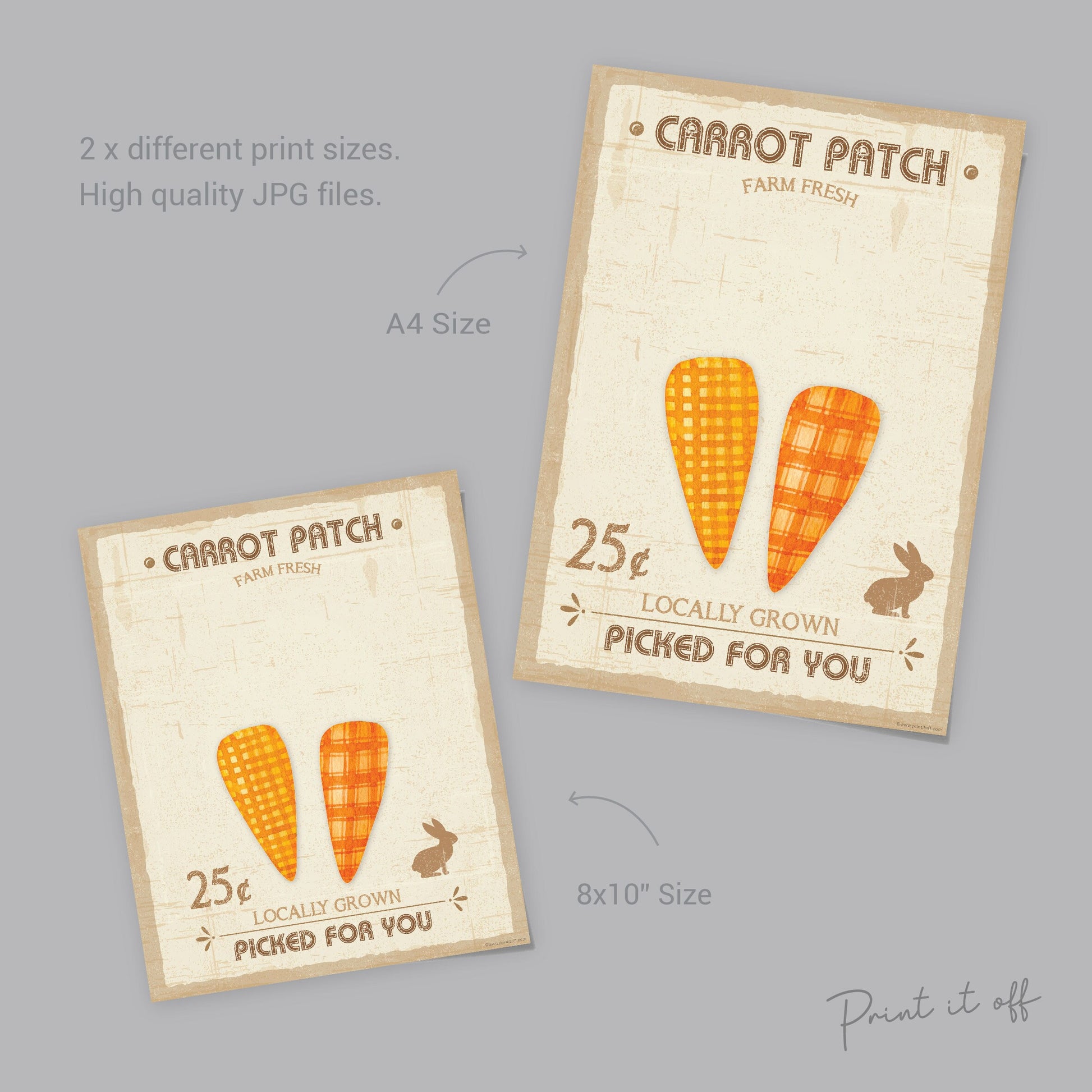 Farm Sign Carrot Patch Easter / Handprint hands Art Craft / Kids Baby Toddler / Activity Keepsake Gift Card Decor Sign / PRINT IT OFF 0464