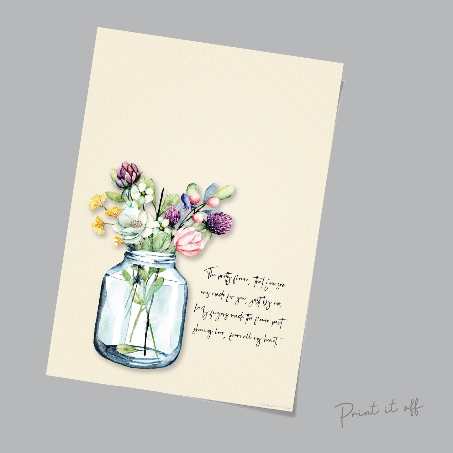 Flower Handprint Hand Art Craft Poem / Mothers Day Mom Mum / Kids Baby Toddler / Activity Keepsake Gift Card Memory / PRINT IT OFF 0470