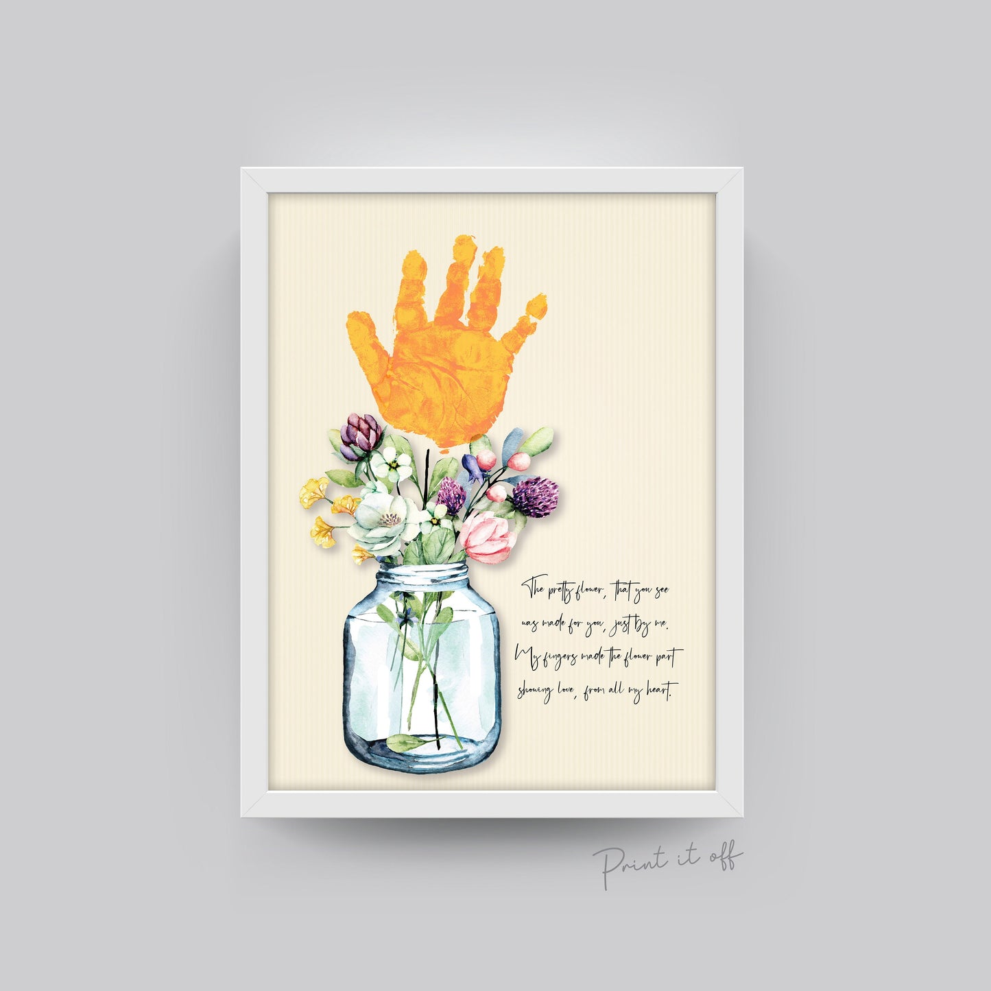 Flower Handprint Hand Art Craft Poem / Mothers Day Mom Mum / Kids Baby Toddler / Activity Keepsake Gift Card Memory / PRINT IT OFF 0470