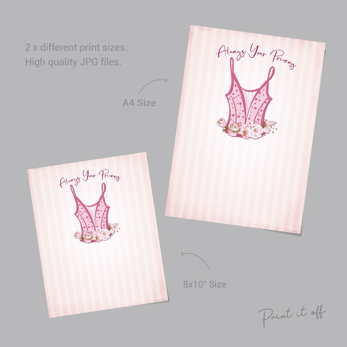 Always Your Princess Dress / Hand Handprint Art / Father's Day Birthday Dad Daddy / Kids Baby Toddler / Gift Craft DIY Card Print 0493