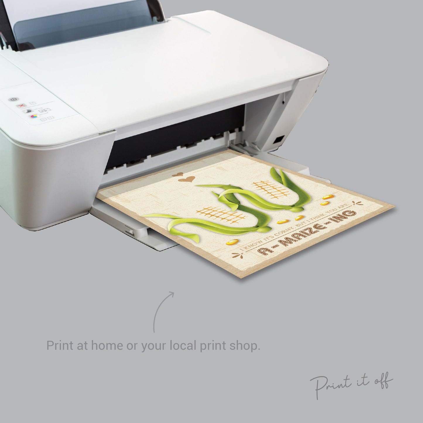 Farm Sign Corn Pun Corncob / Feet Footprint Art Craft Activity / Kids Baby Toddler / Keepsake Gift Card Decor Diy / PRINT IT OFF 0505