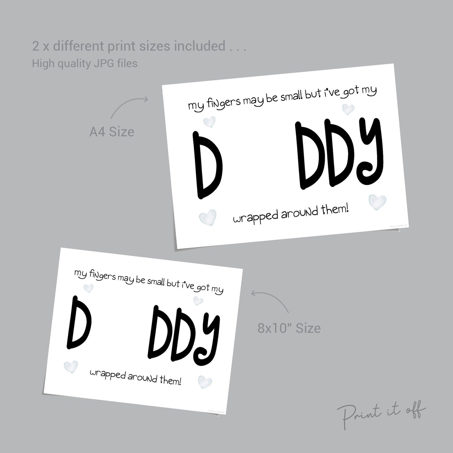 Handprint Art Craft / Daddy Dad / Small Fingers Wrapped Around / Father's Day Birthday / Baby Toddler / DIY Card Memory / Print it off 0488