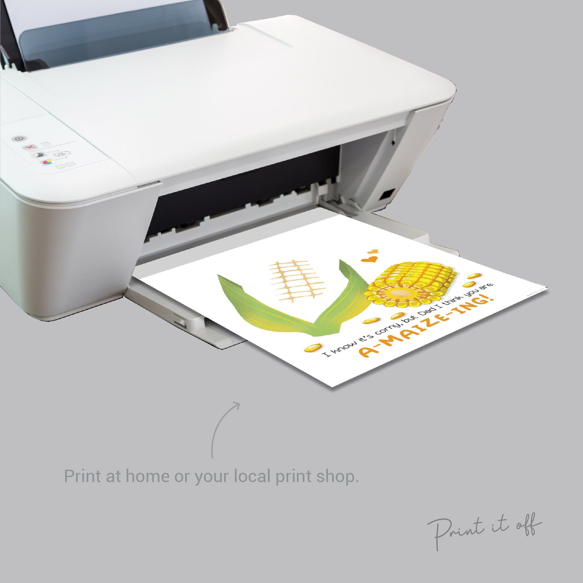 Corn A-maize-ing Dad / Footprint Art Craft / Dad Father's Day Birthday / Kids Baby Toddler / Keepsake Gift Card Sign / PRINT IT OFF 0503