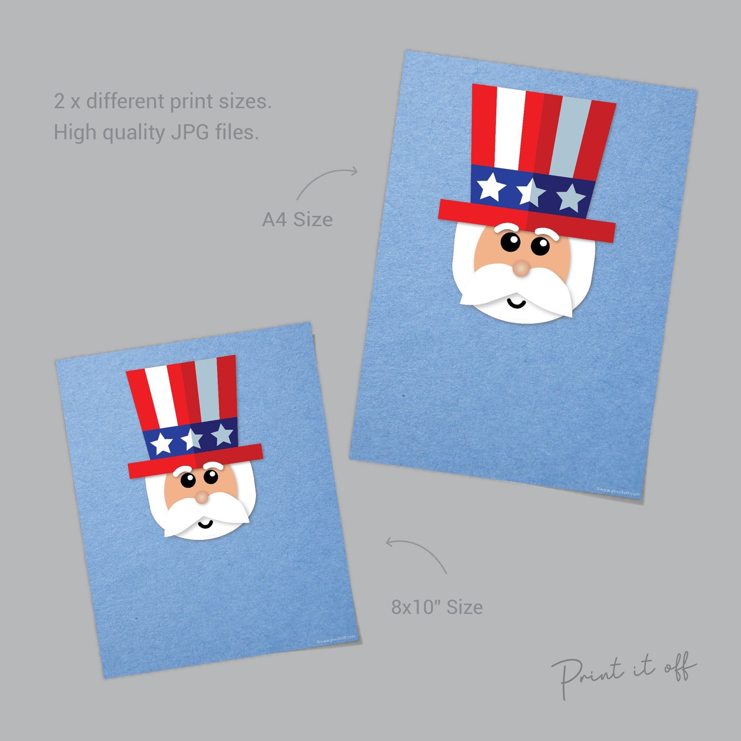 Uncle Sam Handprint Art / Craft Activity Card / Happy 4th of July Independence Day USA America / Child Kids Baby Toddler / Print It Off 0513