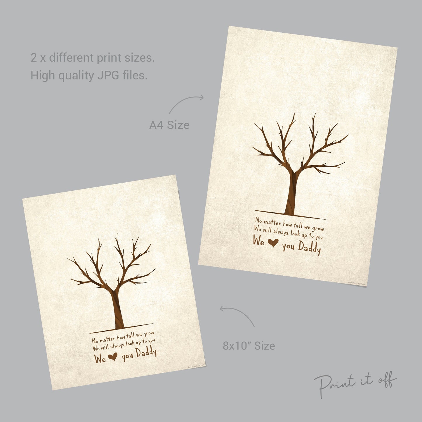 We Love You Daddy Tree / Handprint Footprint Art Craft / Fathers Day Dad / Kids Baby Toddler Keepsake / Card Gift DIY / Print It Off 0004