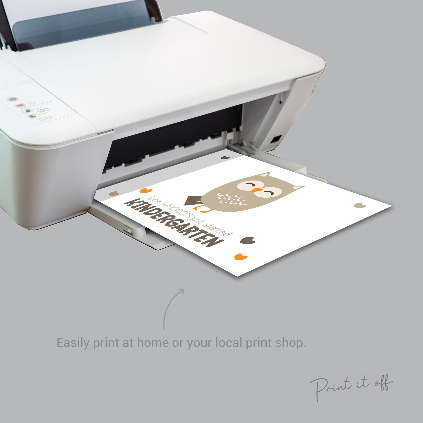 Owl Kindergarten / First Day of School Kindy / Handprint Hand Art Craft Kids / Memory Keepsake Printable Card Decor Sign / PRINT IT OFF 0550