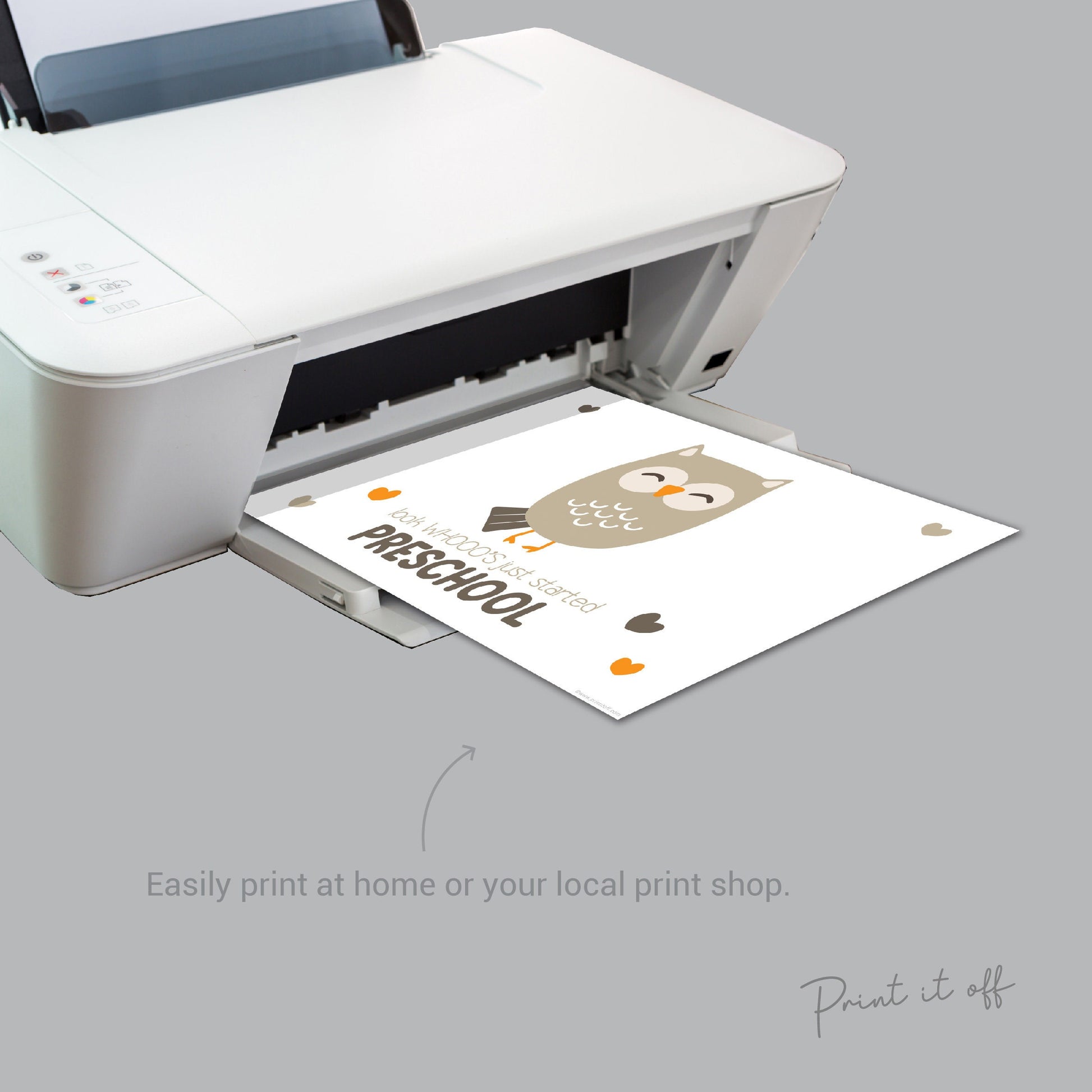 PreSchool Handprint Art Owl / Hand Hands / First Day Starting School Pre-School / Child Kids Teacher / Craft DIY Print It Off Memory 0551