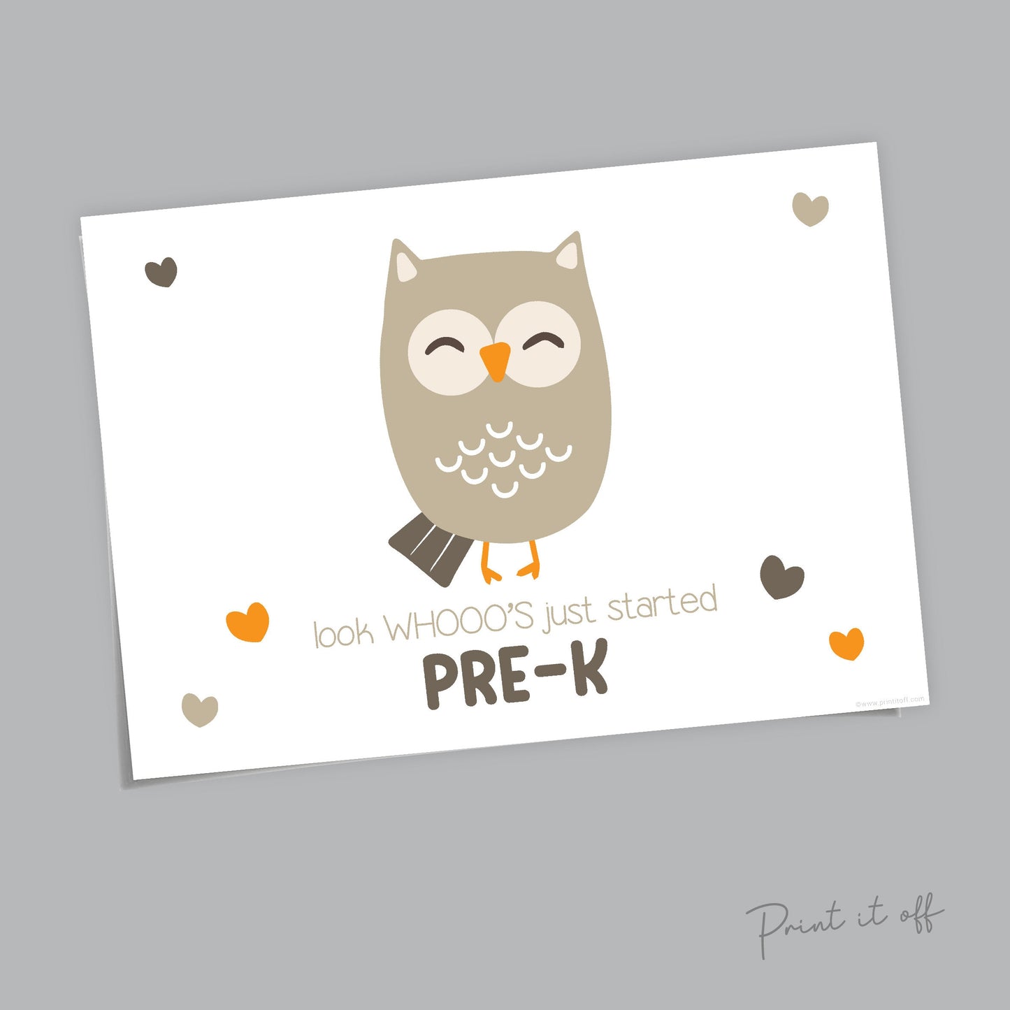 Pre-K Owl Handprint Hand Art / First Day Starting School PreK Prekindy / Child Kids Teacher / Print Craft DIY Memory Sign Print It Off 0552