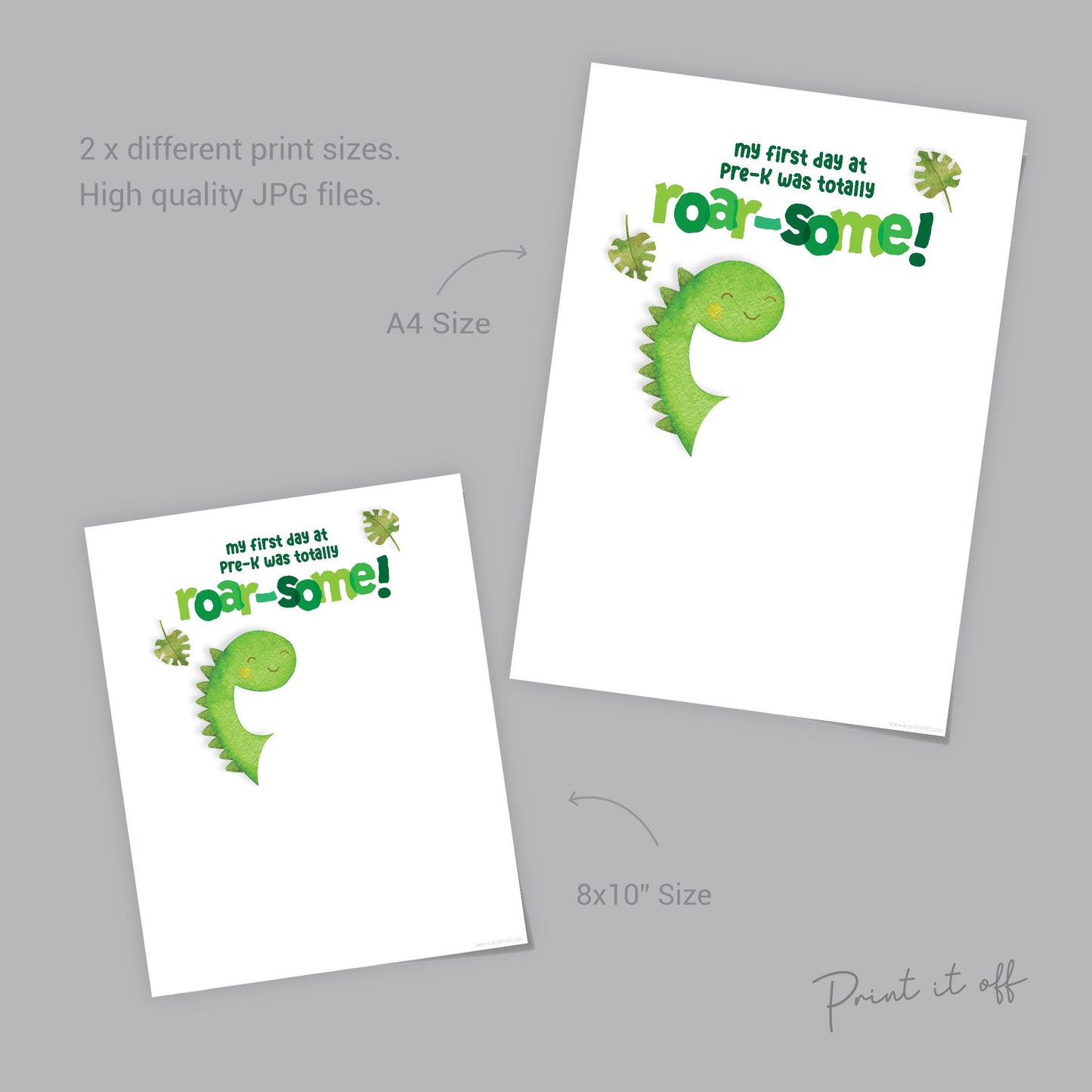 Pre-K Dino Dinosaur Handprint Hand Art / First Day Starting School PreK Pre-Kindy / Child Kids Teacher / Print Craft DIY Print It Off 0556