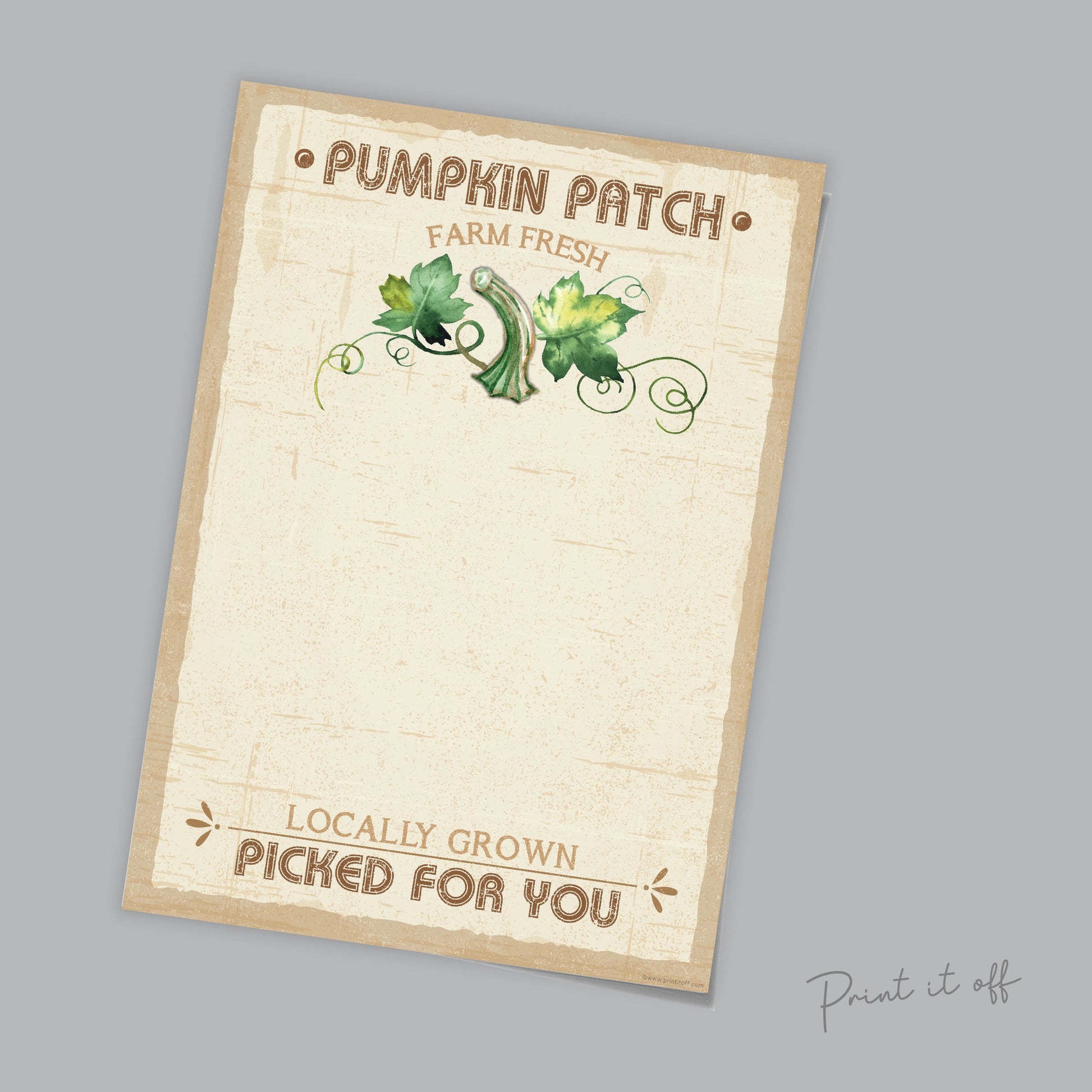 Farm Sign Pumpkin Patch / Footprint Feet Art Craft / Kids Baby Toddler / Activity Keepsake Memory Gift Card Decor Sign / PRINT IT OFF 0507