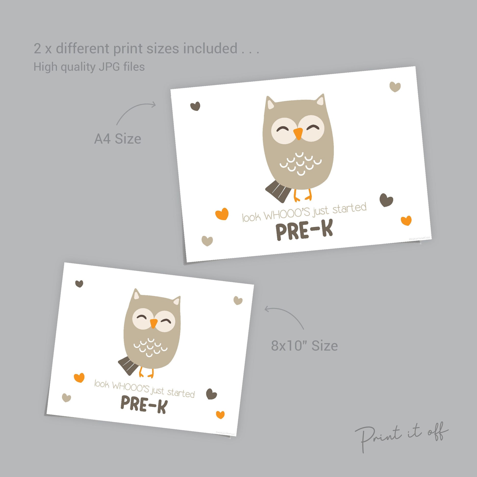 Pre-K Owl Handprint Hand Art / First Day Starting School PreK Prekindy / Child Kids Teacher / Print Craft DIY Memory Sign Print It Off 0552