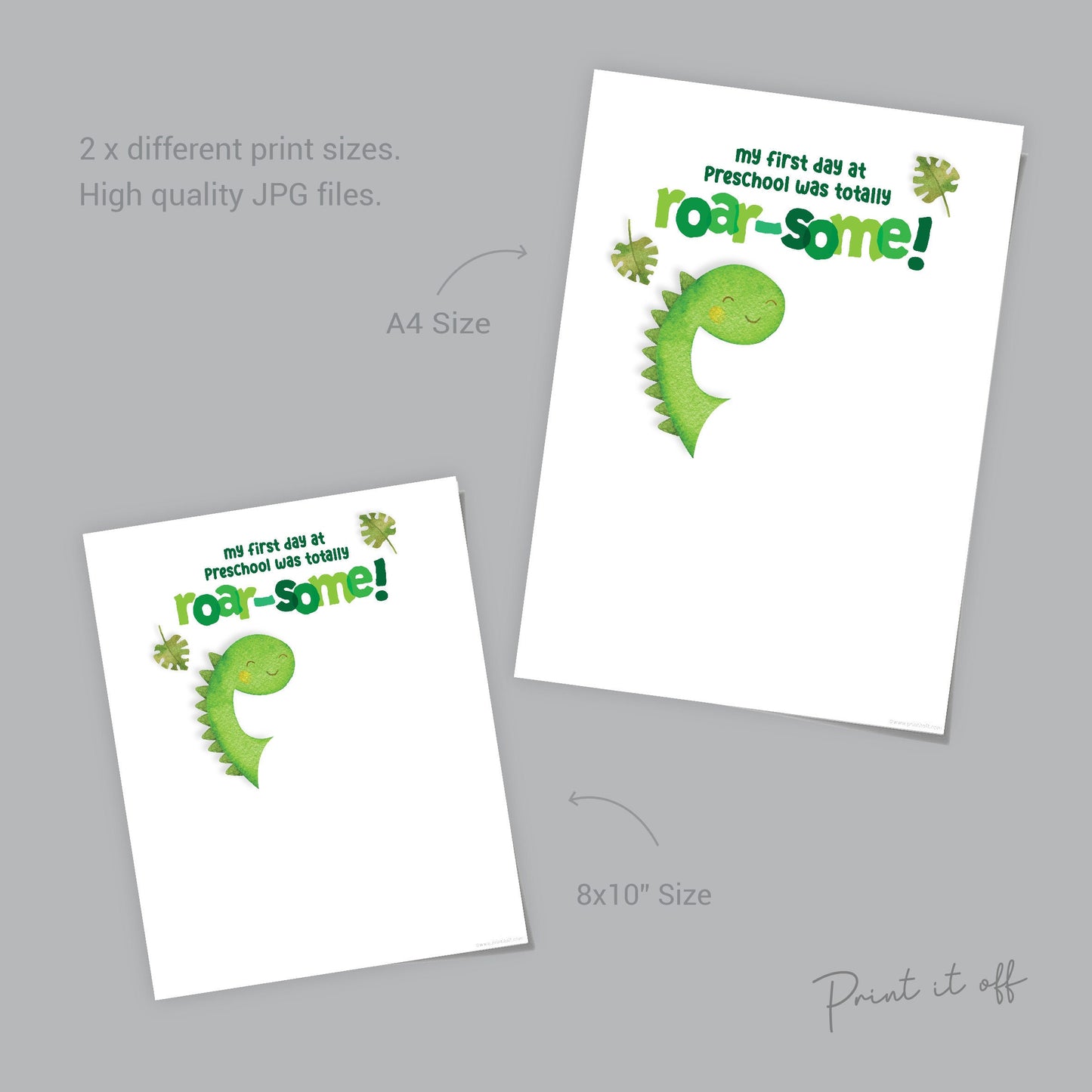 PreSchool Handprint Art Dino Dinosaur Hand / First Day Starting School Pre-School / Child Kids Teacher / Craft DIY Print It Off Memory 0555