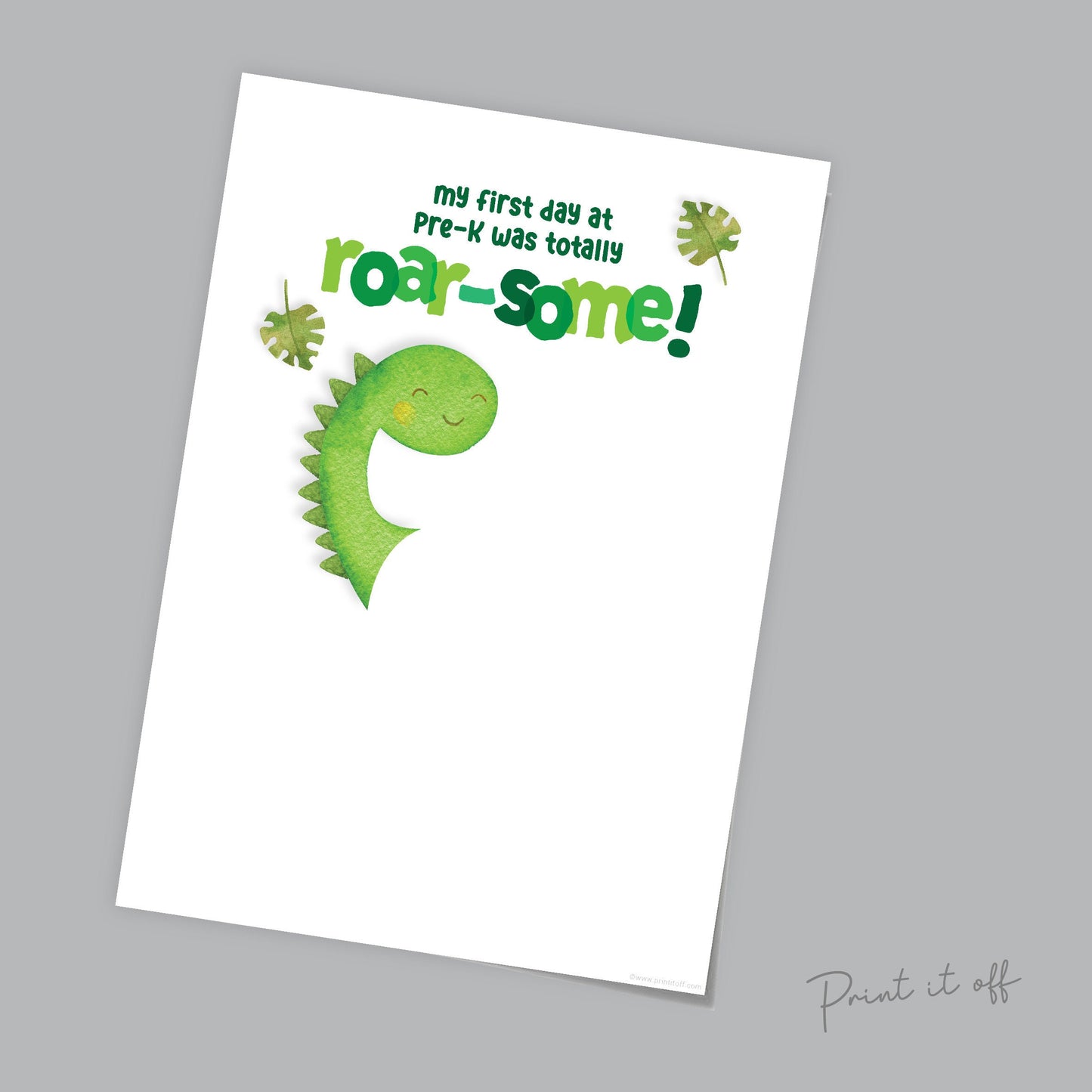 Pre-K Dino Dinosaur Handprint Hand Art / First Day Starting School PreK Pre-Kindy / Child Kids Teacher / Print Craft DIY Print It Off 0556