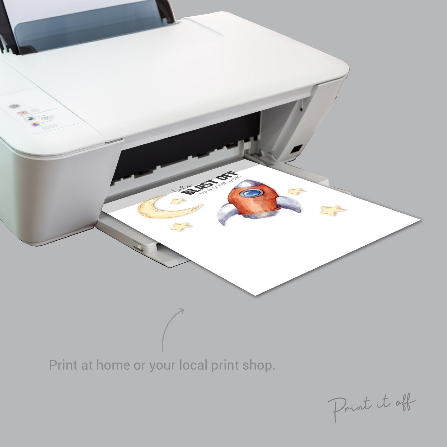 Blast Off Rocket / First Day School Handprint Hand Art / Starting Kindergarten PreK Preschool / Child Kids Teacher / Print Craft Print 0558