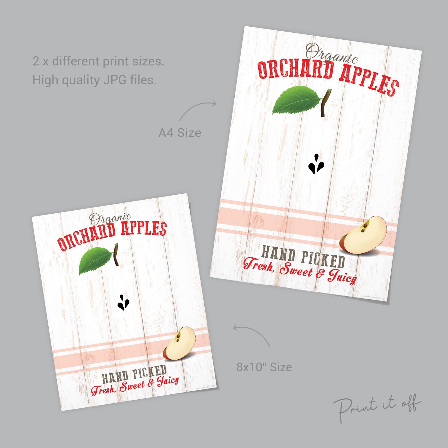 Farm Sign Apple / Footprint Handprint Foot Feet Art Craft / Kids Baby Toddler / Activity Keepsake Gift Card Decor Sign / PRINT IT OFF 0542